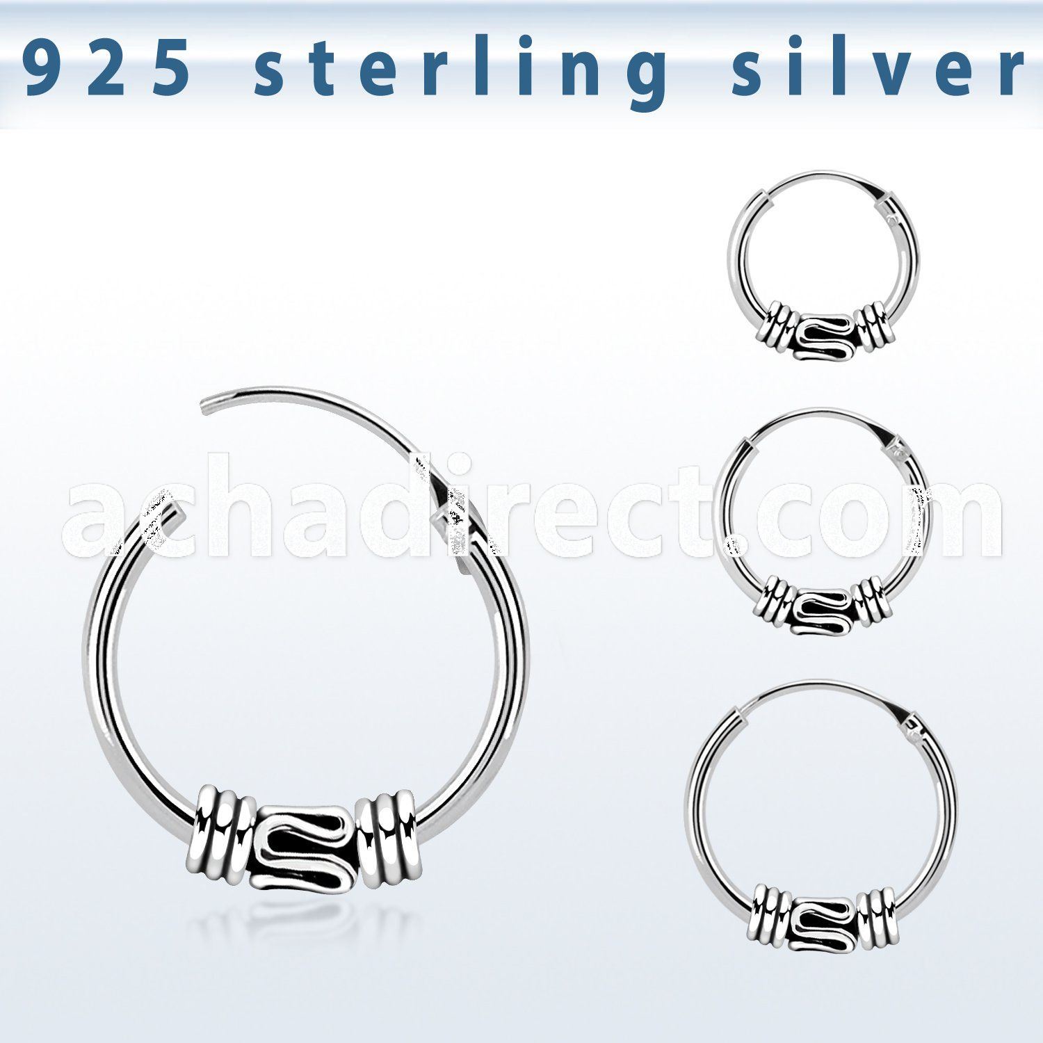 phoxb 925 silver balinese design black oxidized hoop earrings