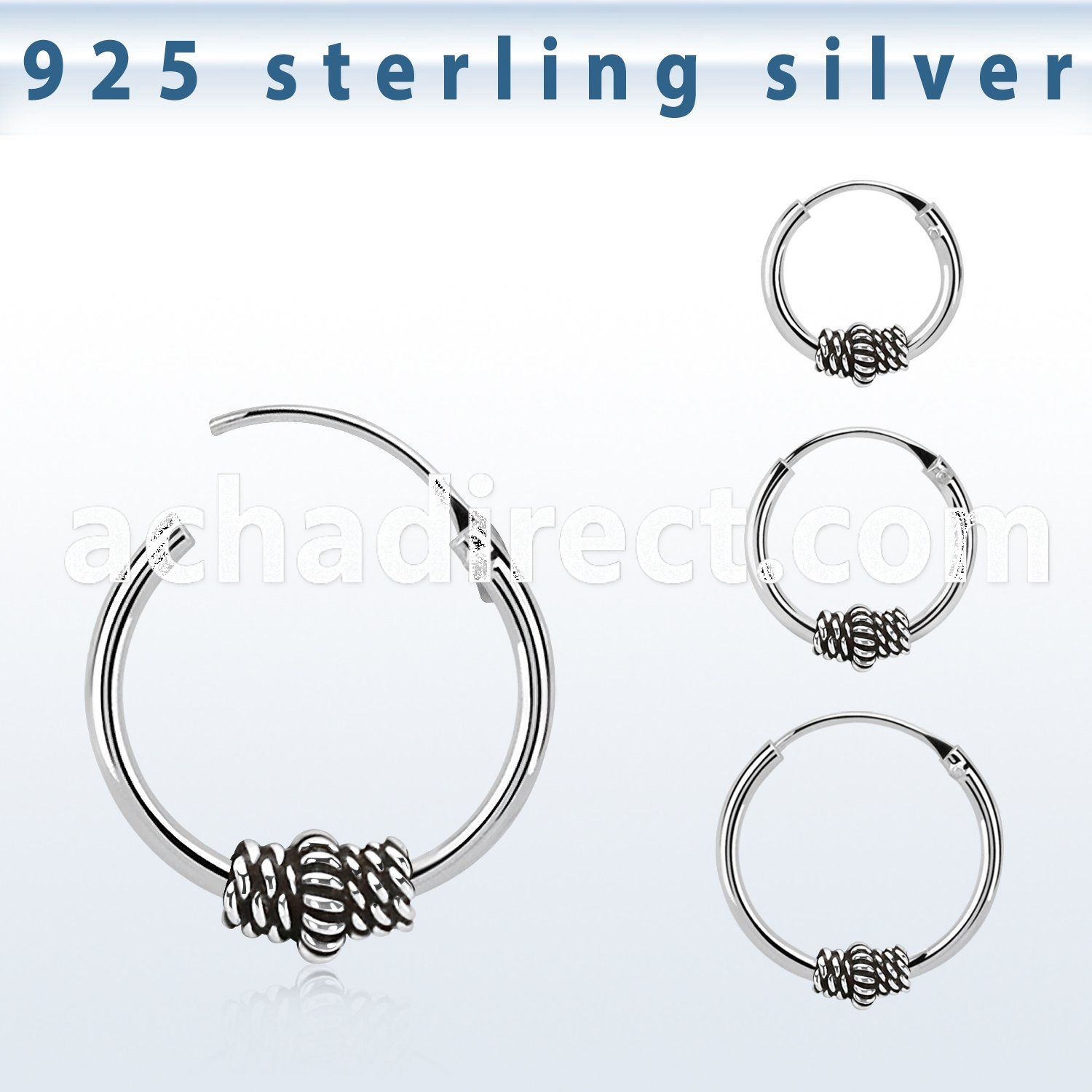 phoxd 925 silver balinese design black oxidized hoop earrings