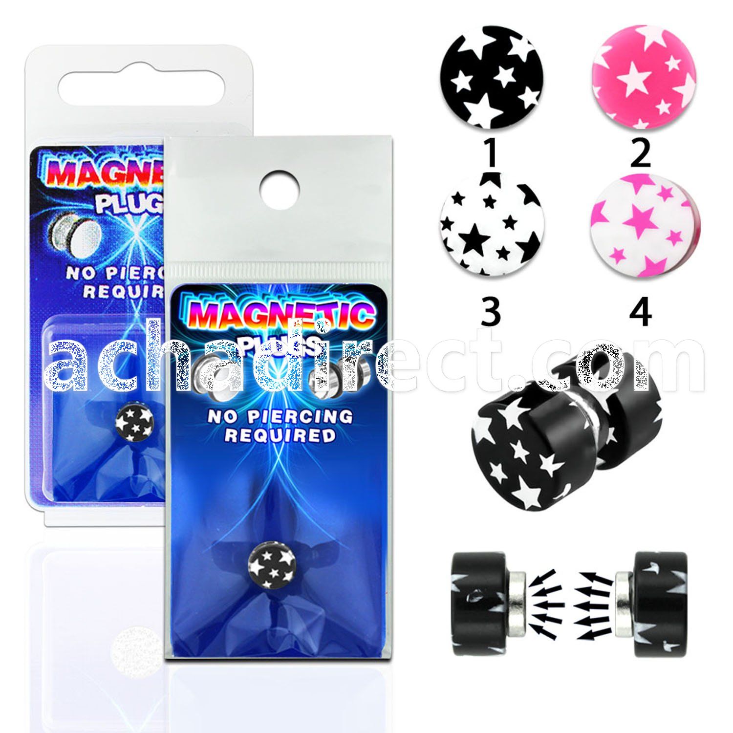 pkmp112 acrylic magnetic fake plug without o rings w multi star
