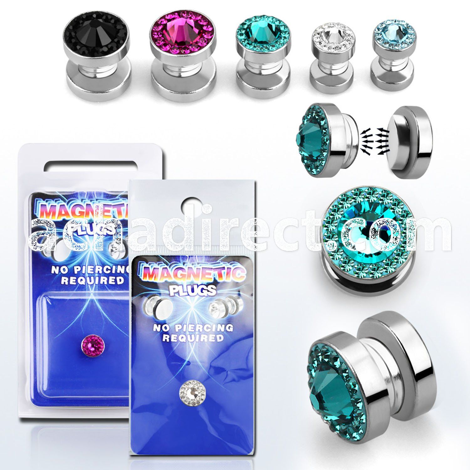 pkmp113 magnetic fake plug w ferido swarovski center crystal
