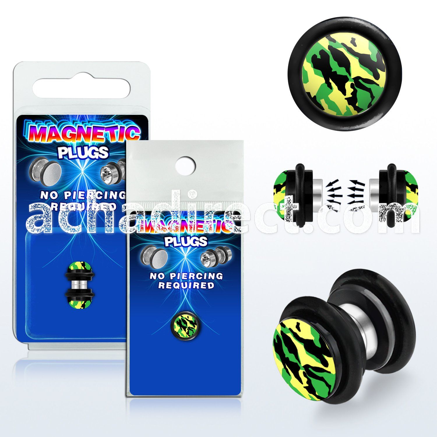 pkmp87 black acrylic magnetic fake plug w camouflage pattern