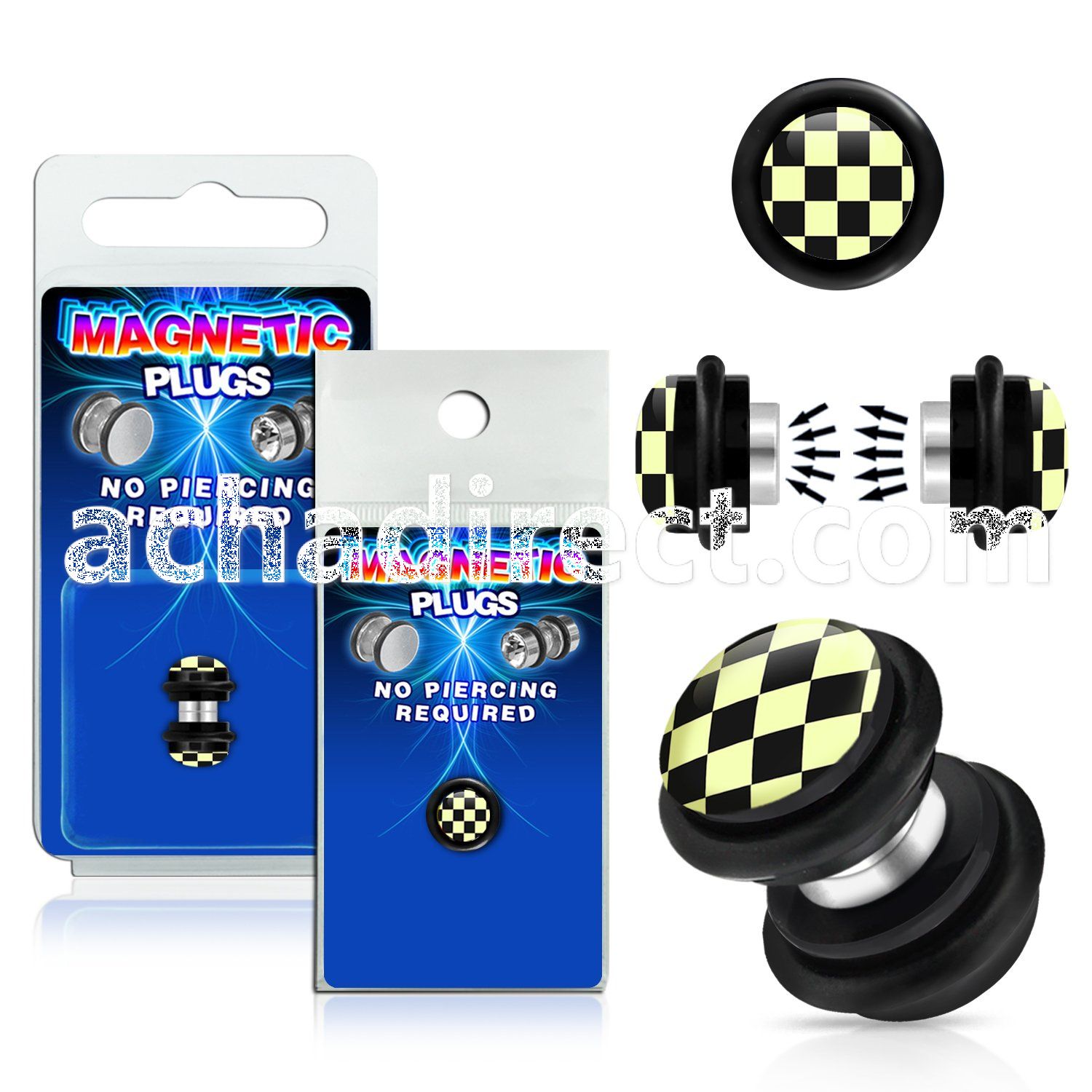 pkmp89 acrylic magnetic fake plug with black white checkered