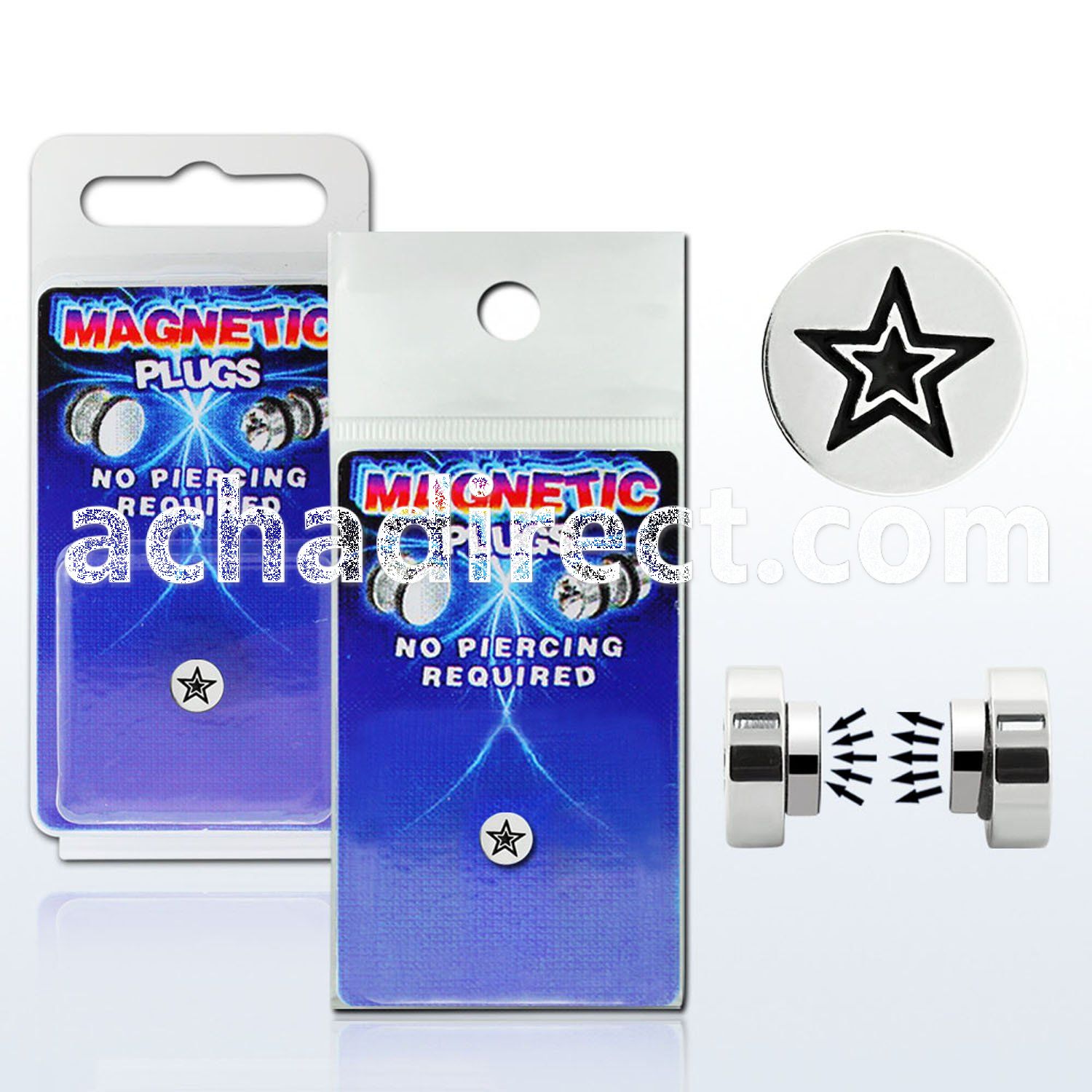 pkmp8 surgical steel magnetic fake plug with star logo