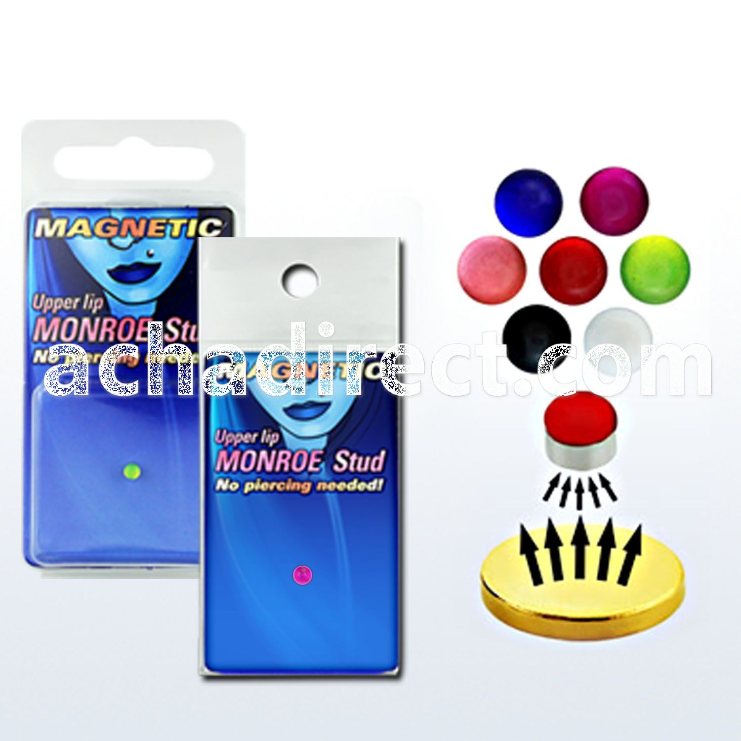 pkmr2 magnetic non piercing monroe stud with uv ball