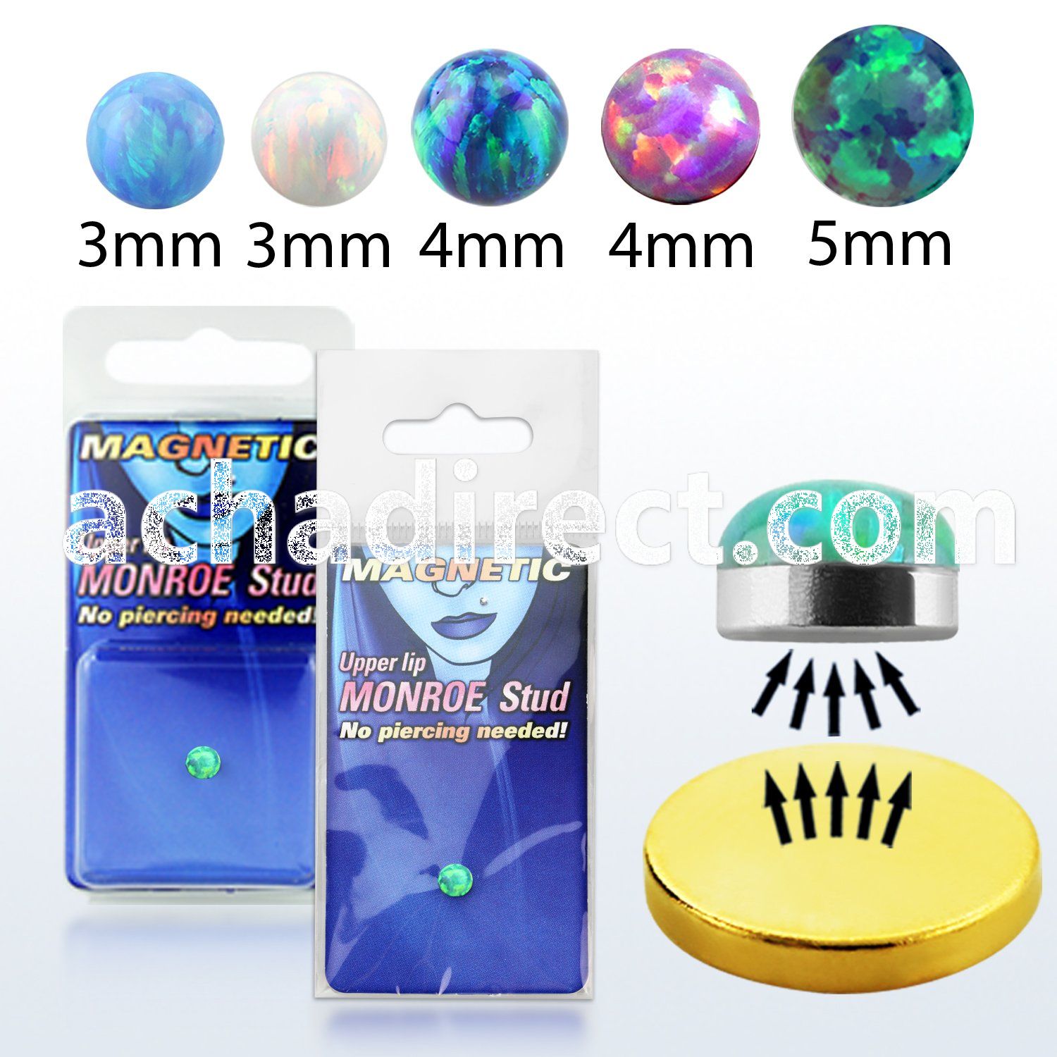 pkmr5 magnetic monroe stud with round synthetic opal