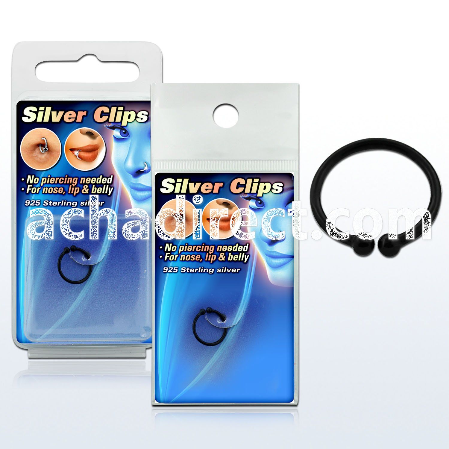 pksc4 non piercing black plated 925 sterling silver nose clip