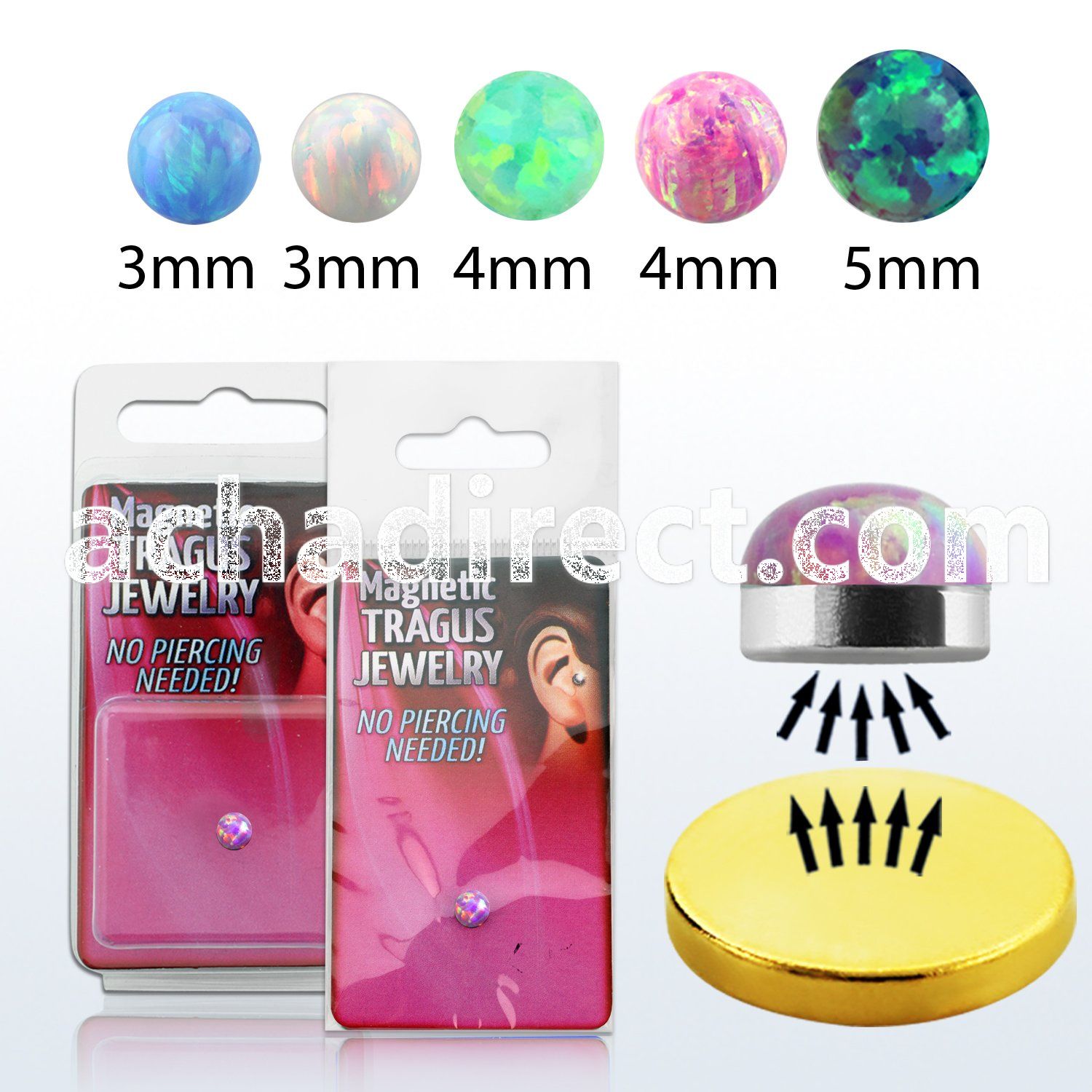 pktg10 magnetic tragus stud with round synthetic opal 