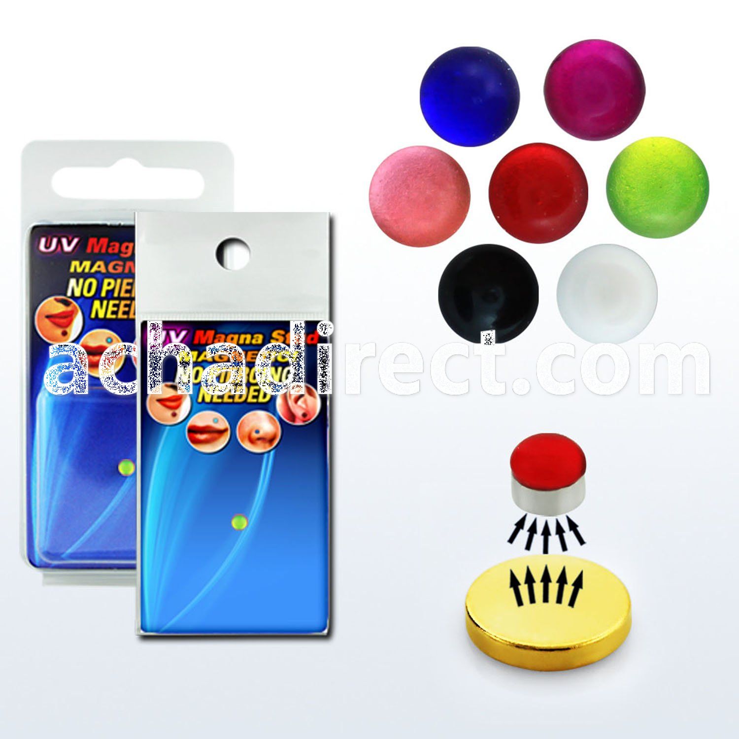 pmgvb3 3mm half ball acrylic uv magna stud w magnet backing