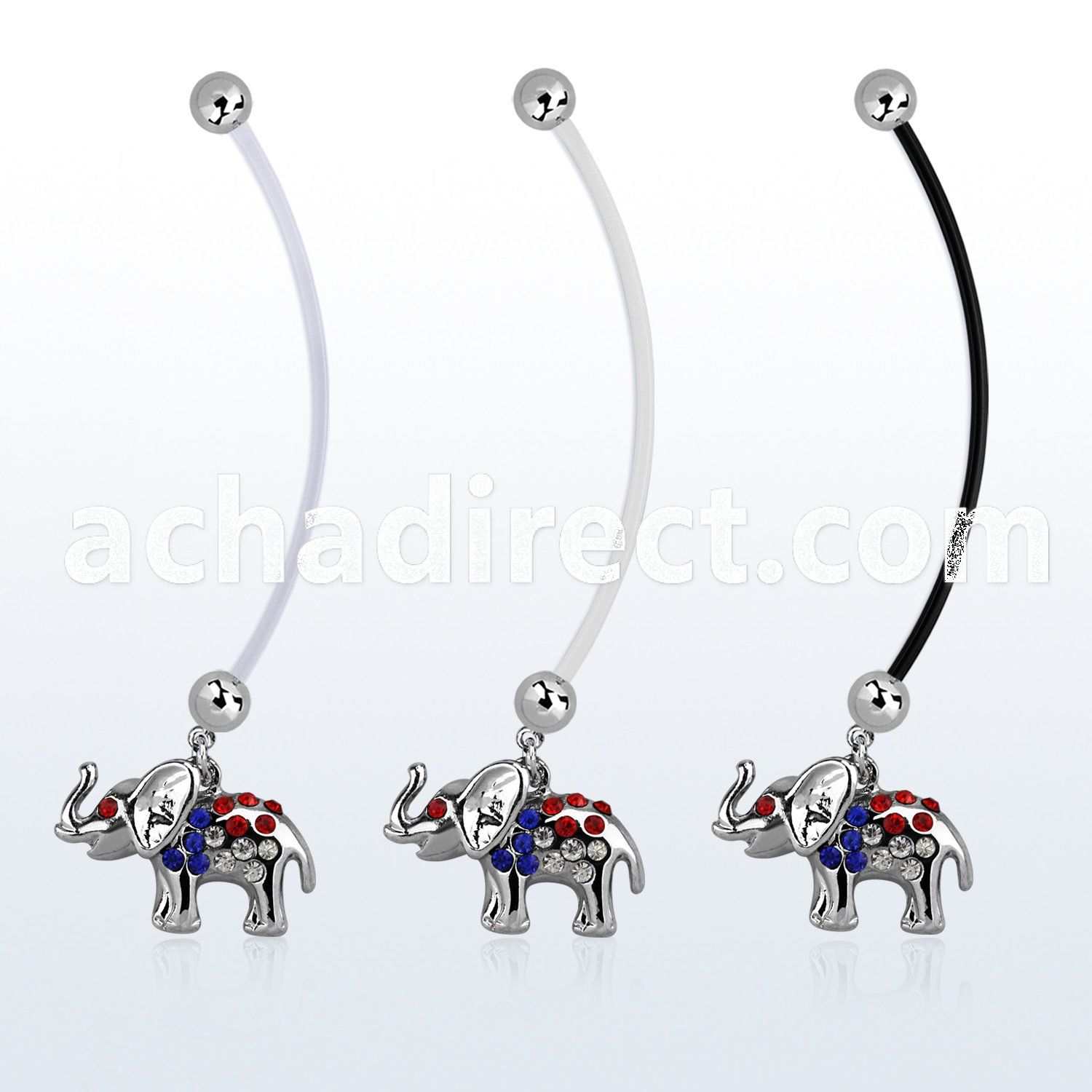 pnd467b pregnancy belly ring w dangling crystals elephant