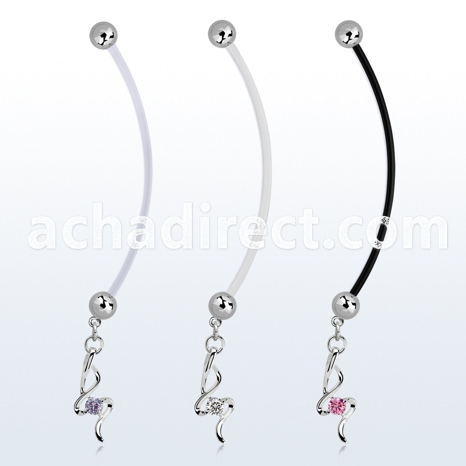 pndz410 pregnancy belly ring w dangling w a small prong set czs