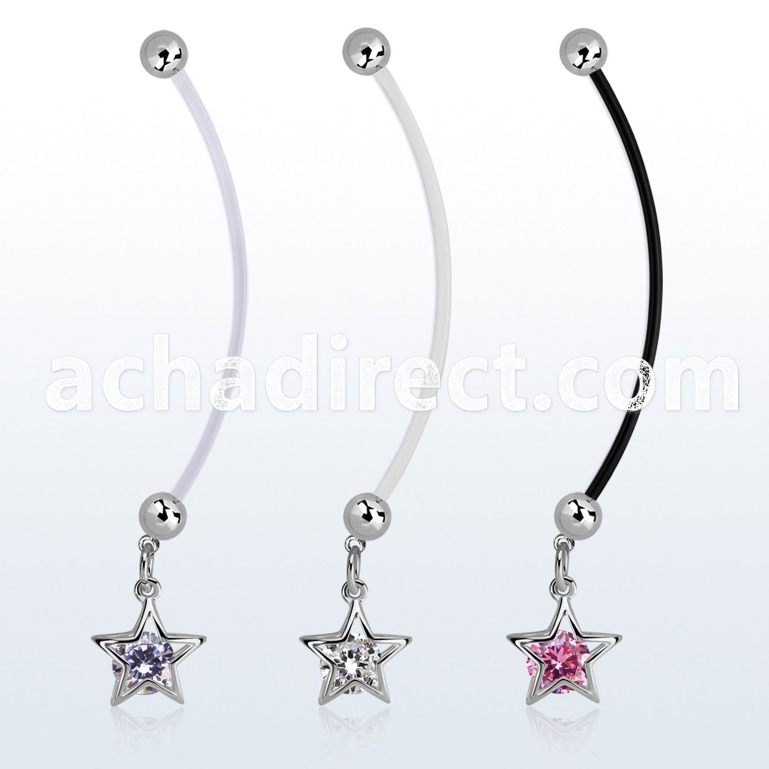 pndz414 pregnancy belly ring w dangling star w round cz