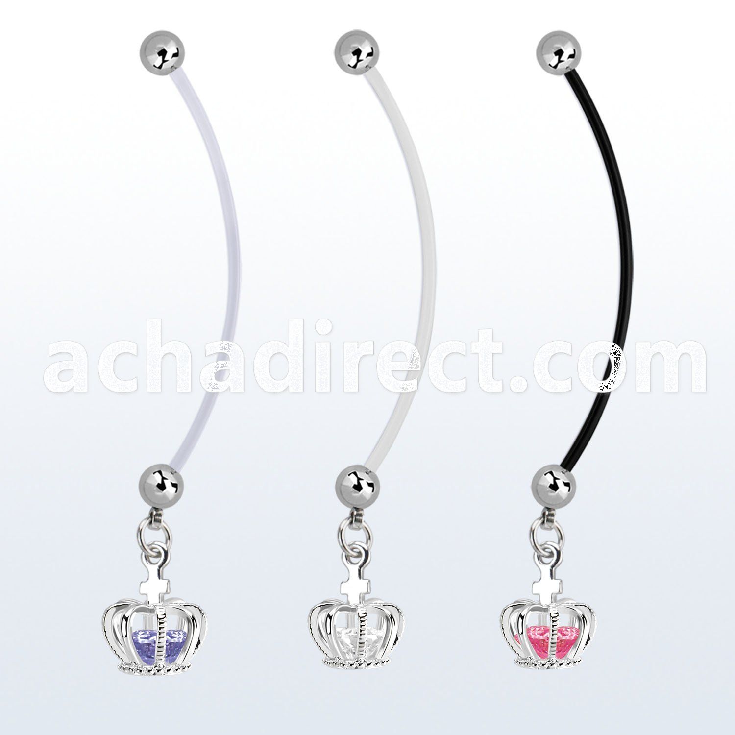 pndz590 maternity pregnancy belly ring w dangling crown w cz