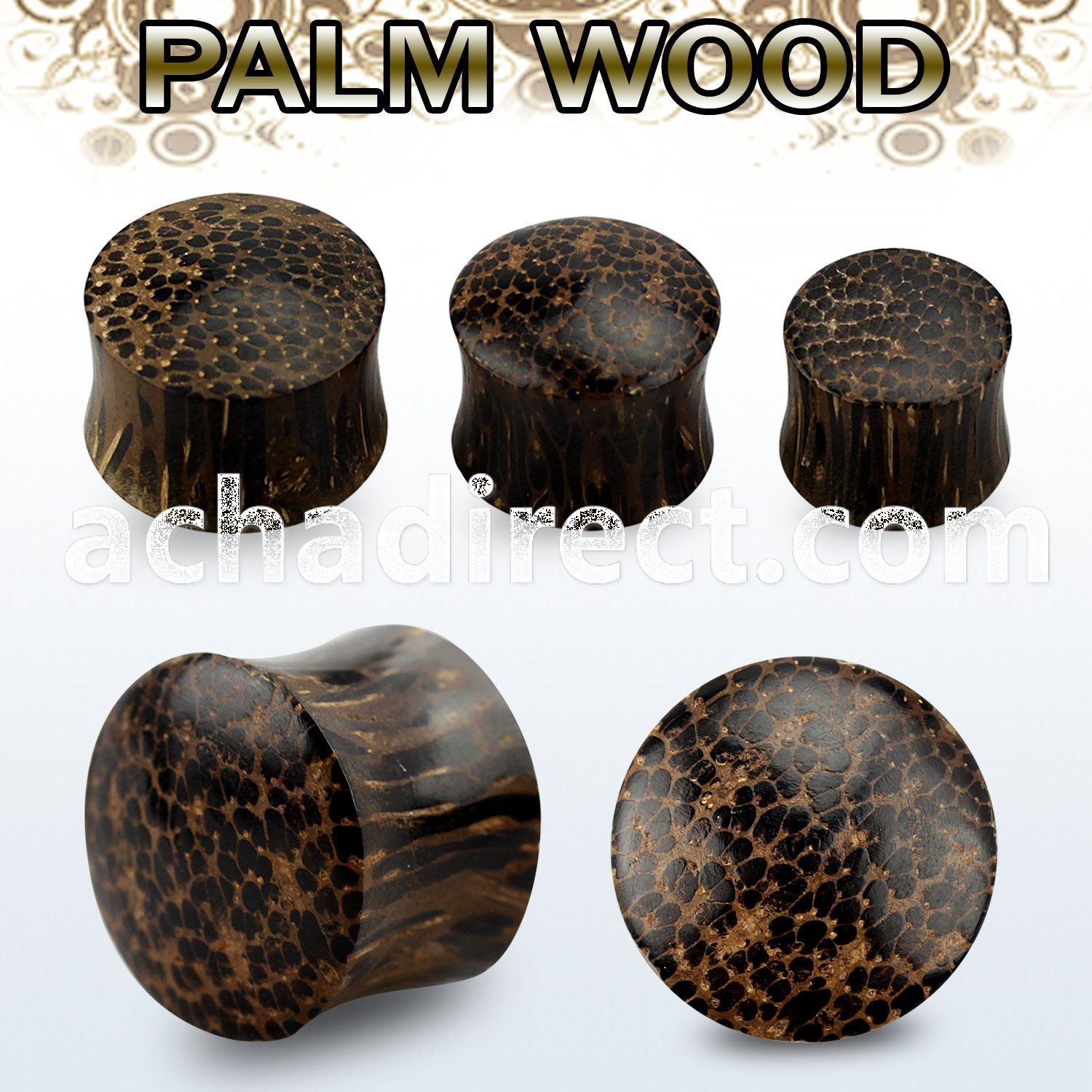 ppaw coconut wood double flared plug size 3mm 25mm