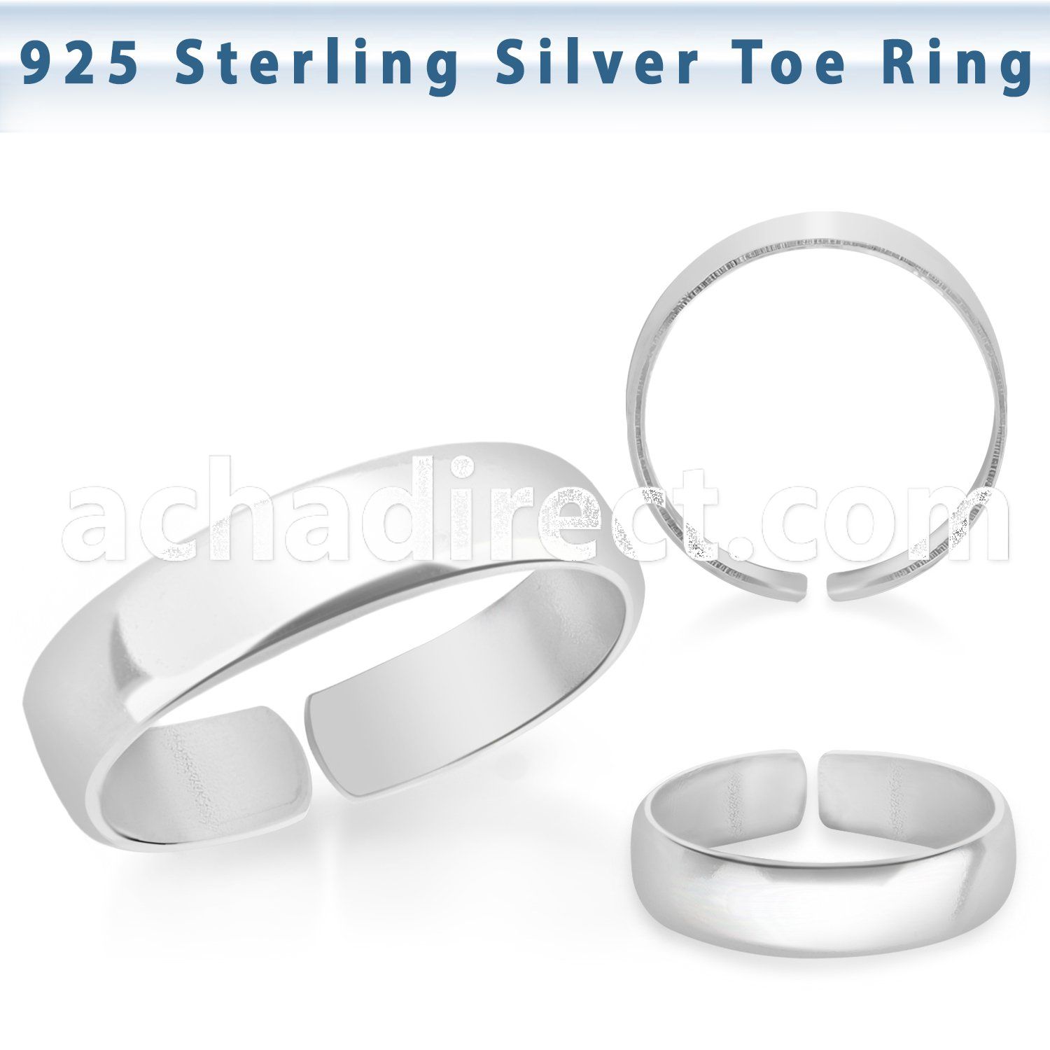 pt527 silver adjustable toe ring plain