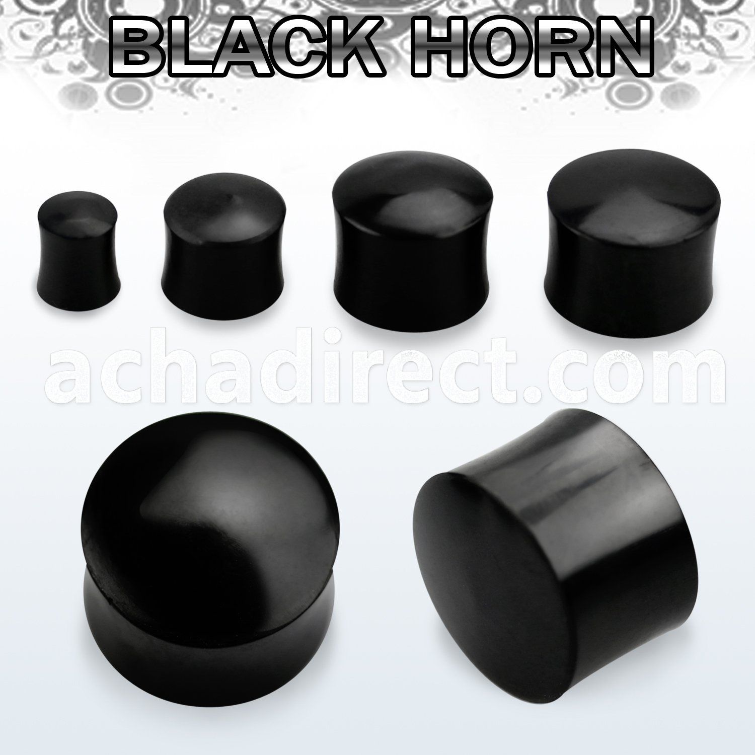 pwk black horn double flared solid plug size 3mm 25mm