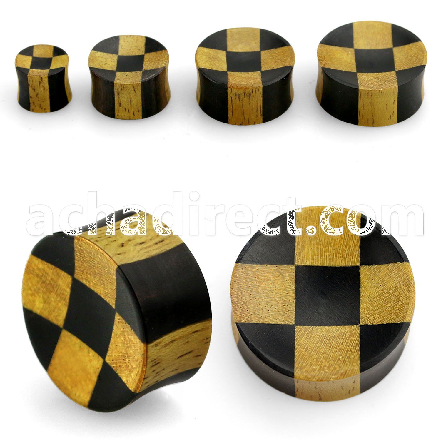 pwky concave double flare crocodile black ebony wood plug