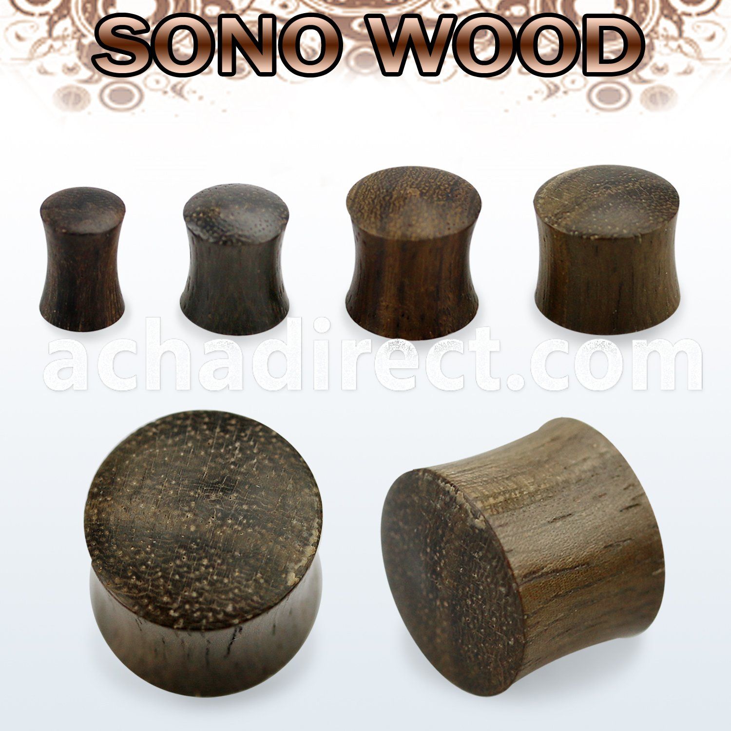 pwn sono wood double flared solid plug size 3mm 25mm