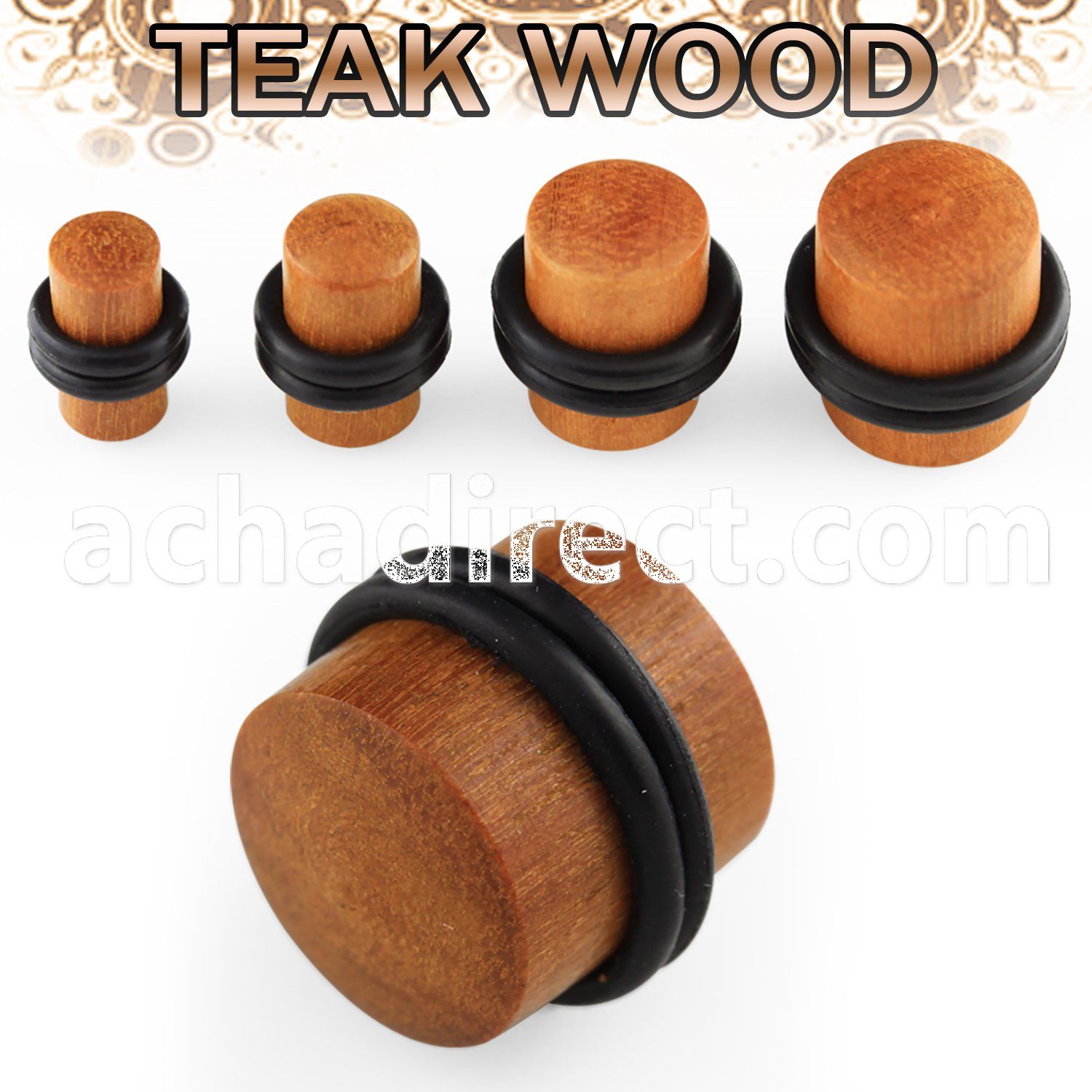pwtr teak wood solid plug with double rubber o rings