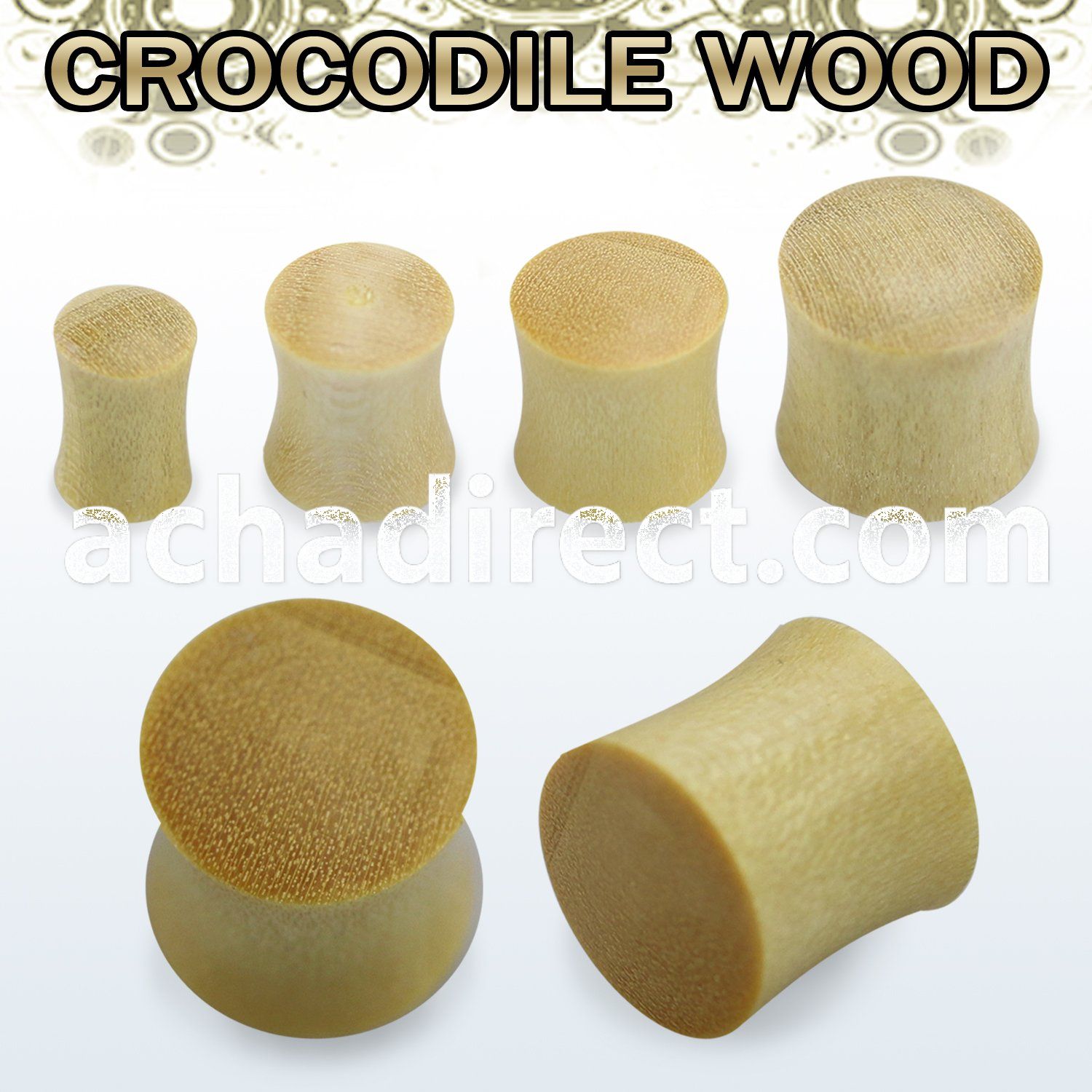 pwy crocodile wood double flared solid plug size 3 25mm