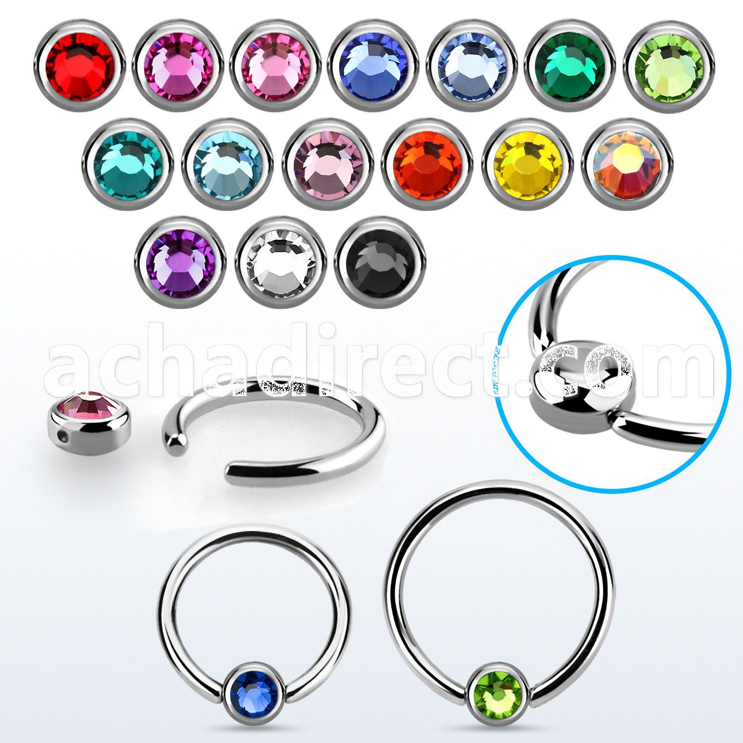 rccr3 steel ball closure ring w a 3mm rounded disk w crystal