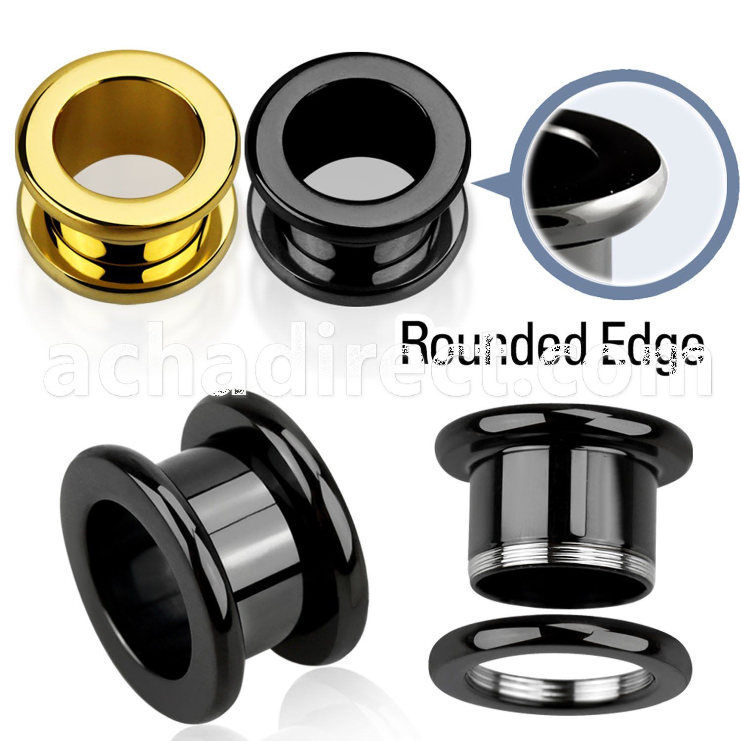 rftpg anodized 316l steel screw fit tunnel with rounded edges
