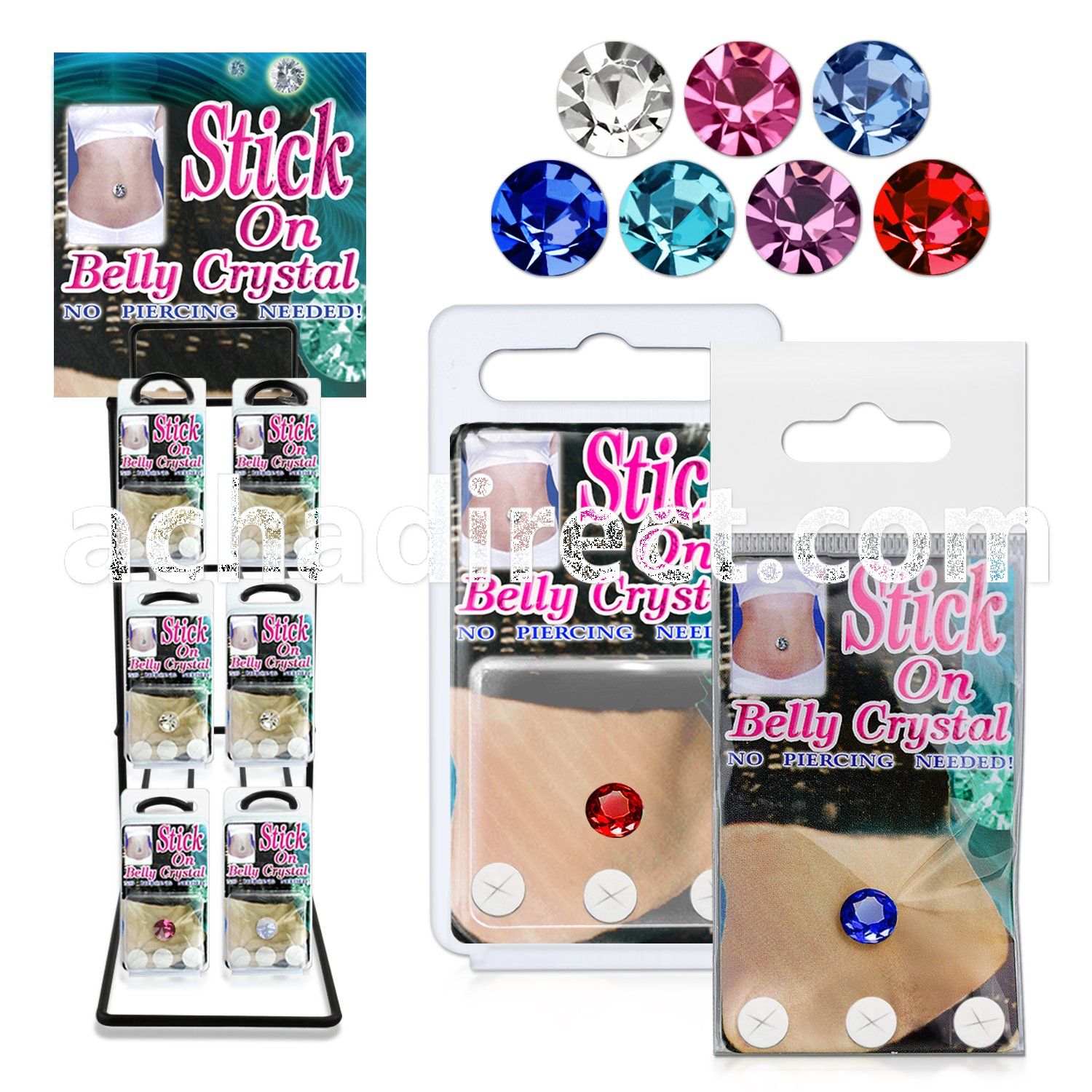 rkcsb rack of assorted color stick on belly crystals