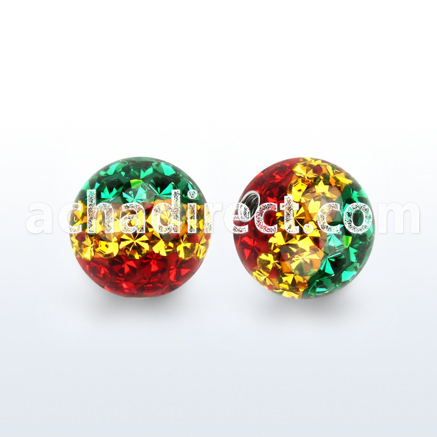 rmfr8 8mm ball with ferido rasta stripes color multi crystals