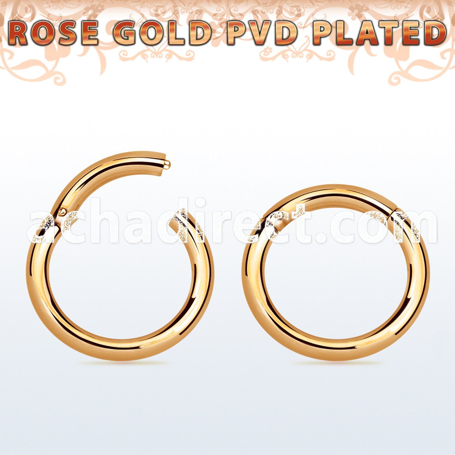 rose gold pvd plated steel hinged segment ring, 12g (2mm)