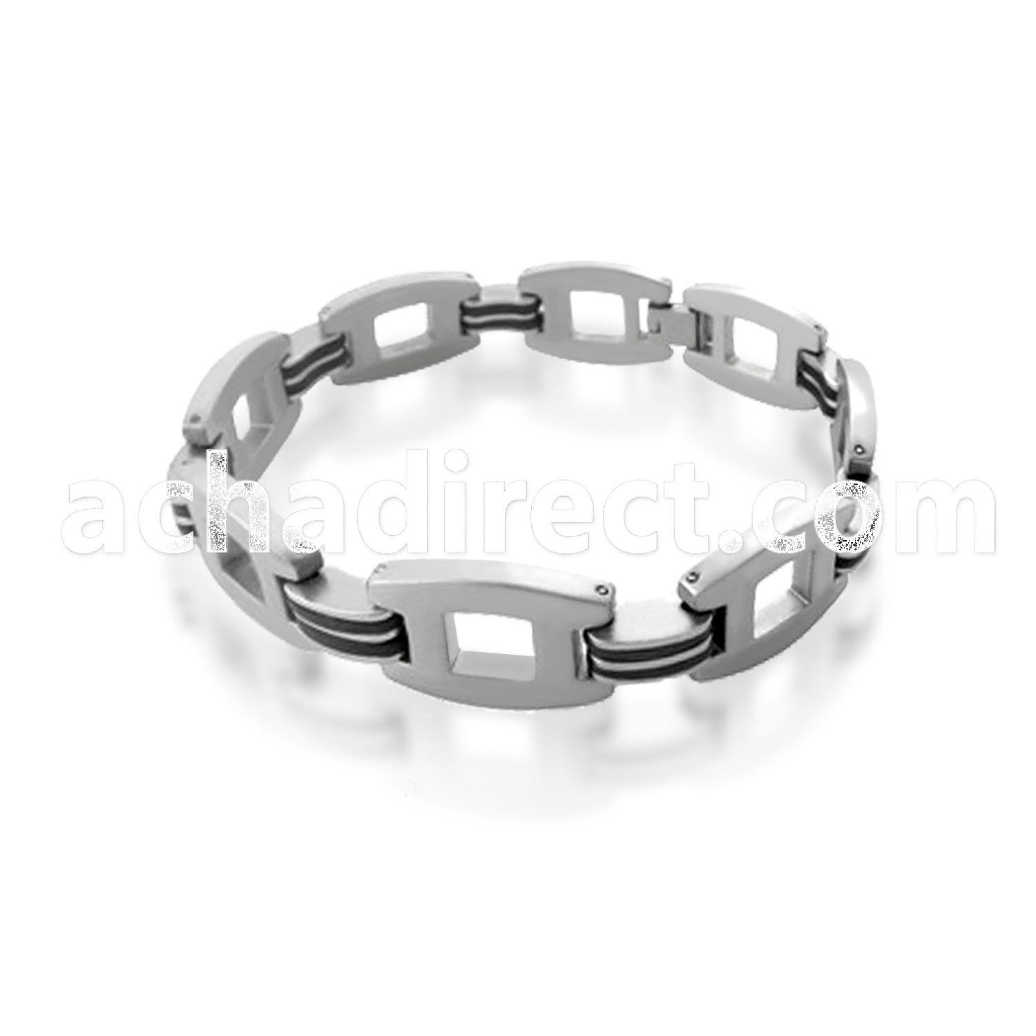 rsb108 steel bracelet w rectangular links matte hinges