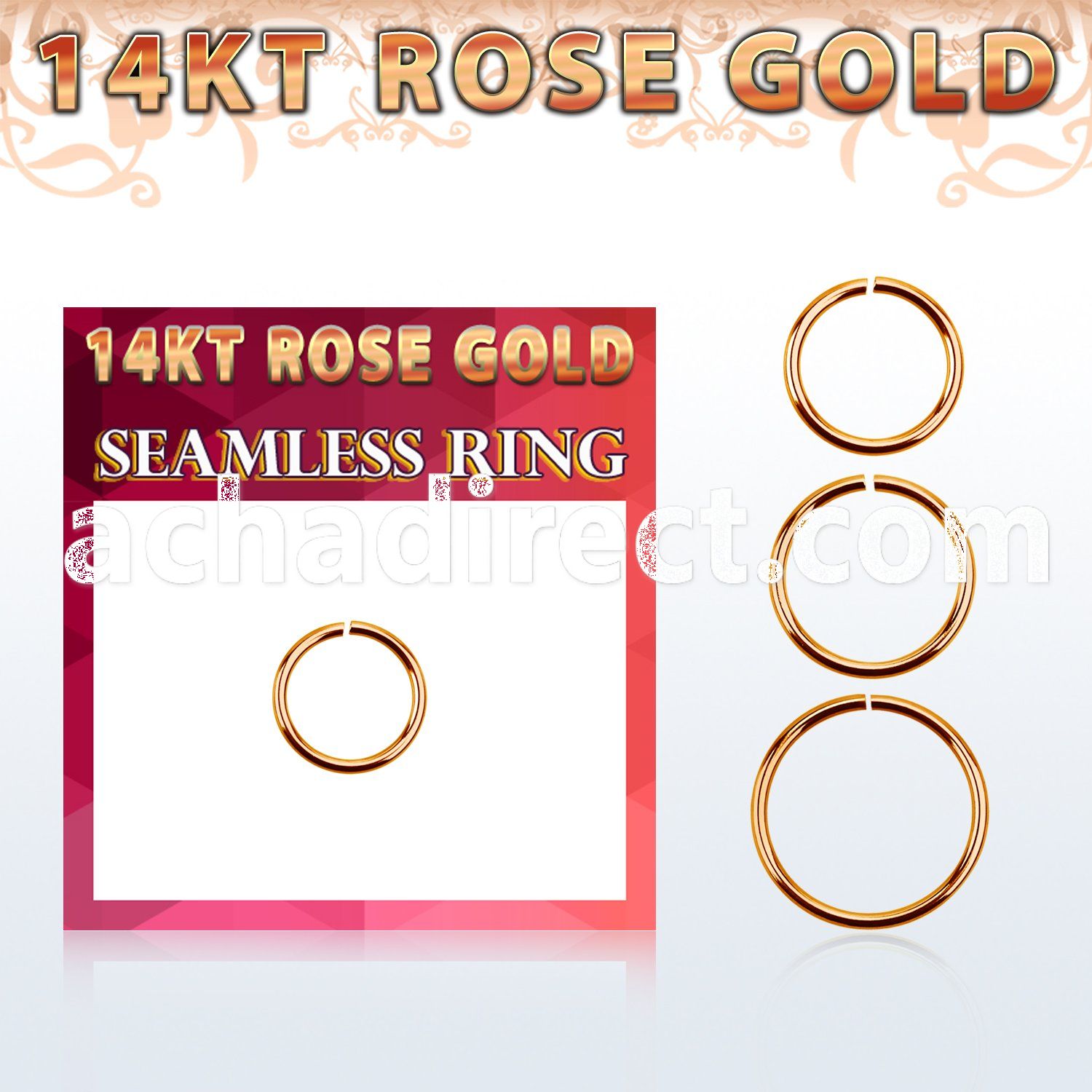 rsel18 solid 14kt rose gold seamless ring, 18g (1mm)
