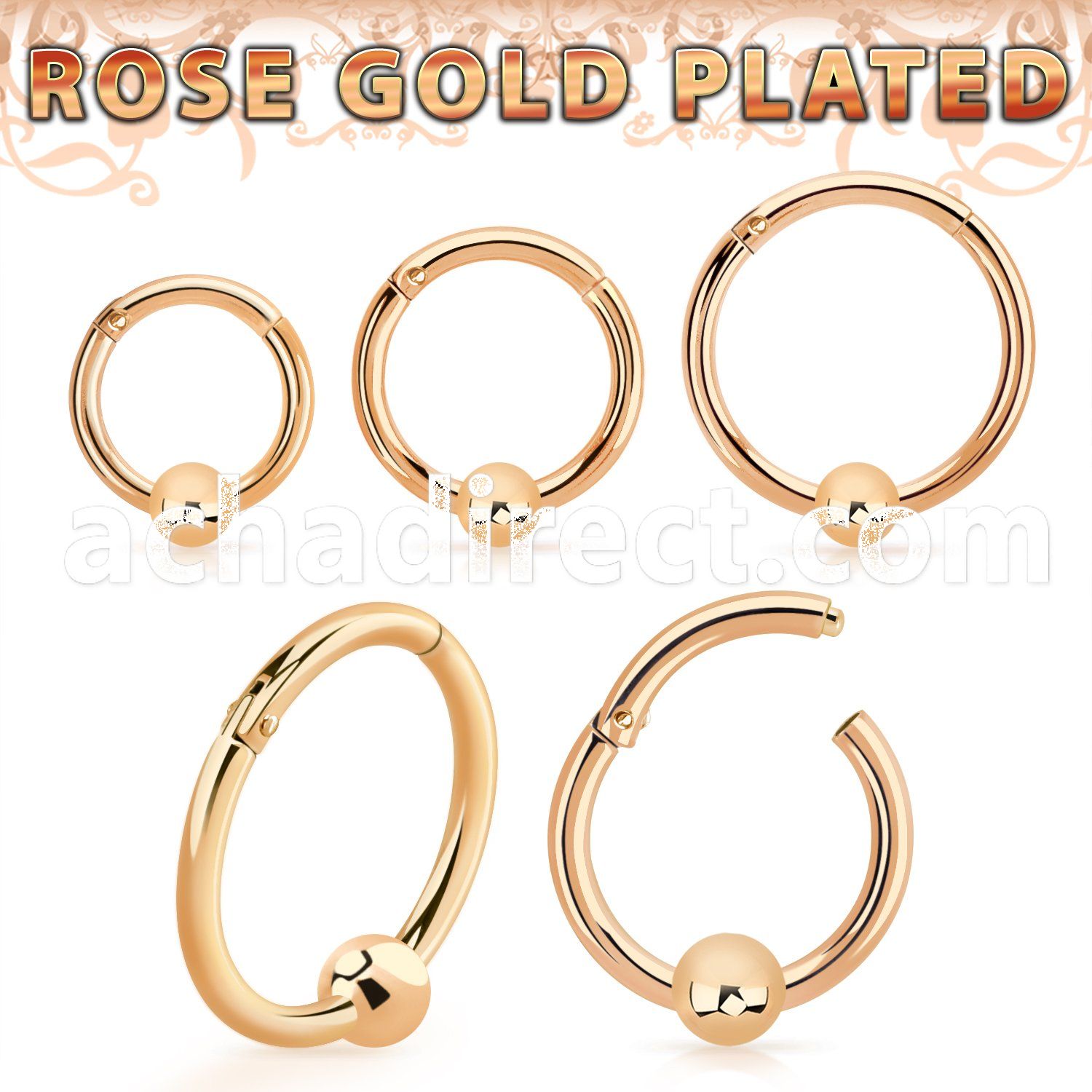 rssegh16b3 rose gold plated silver hinged segment ring 16g