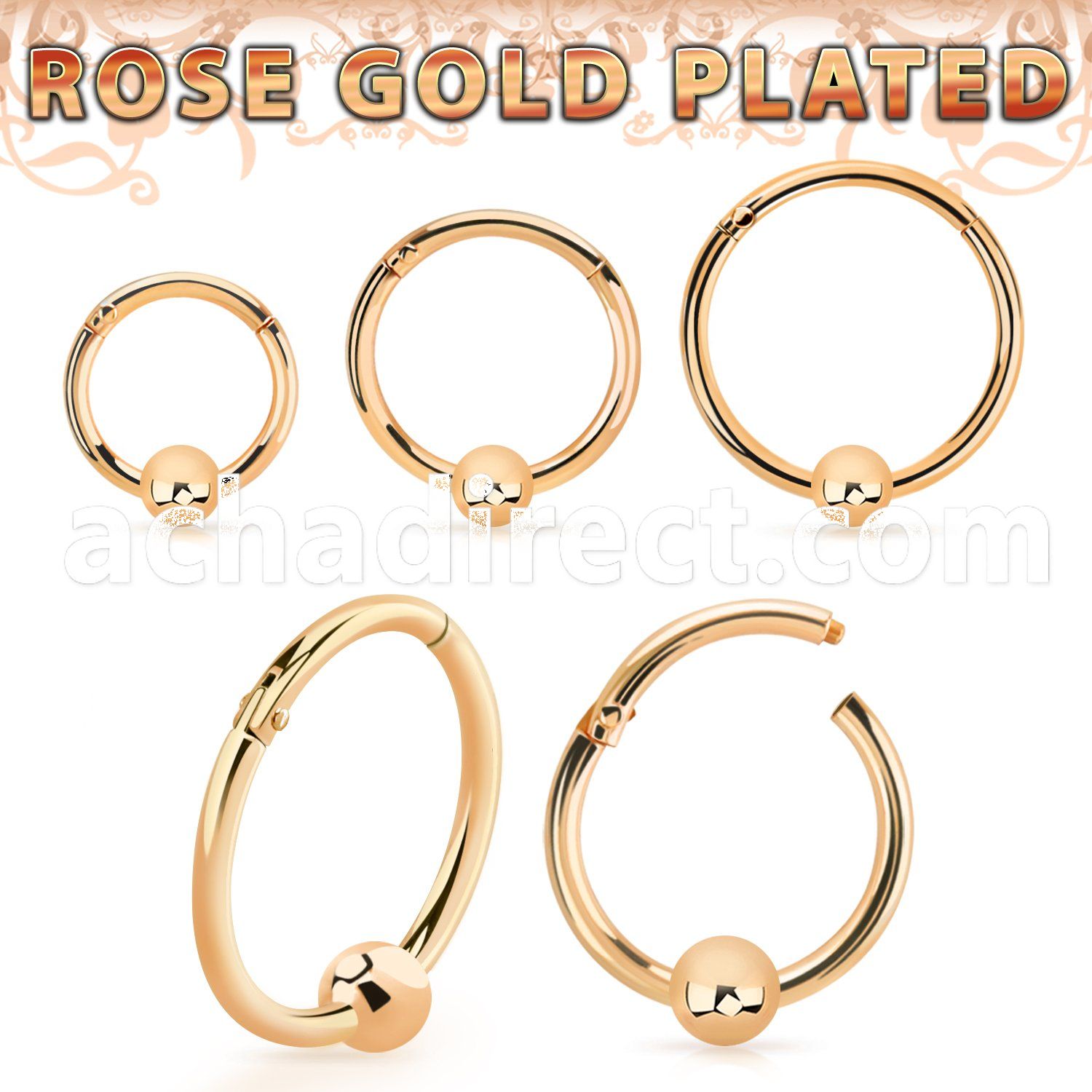 rssegh18b3 rose gold plated silver hinged segment ring 18g