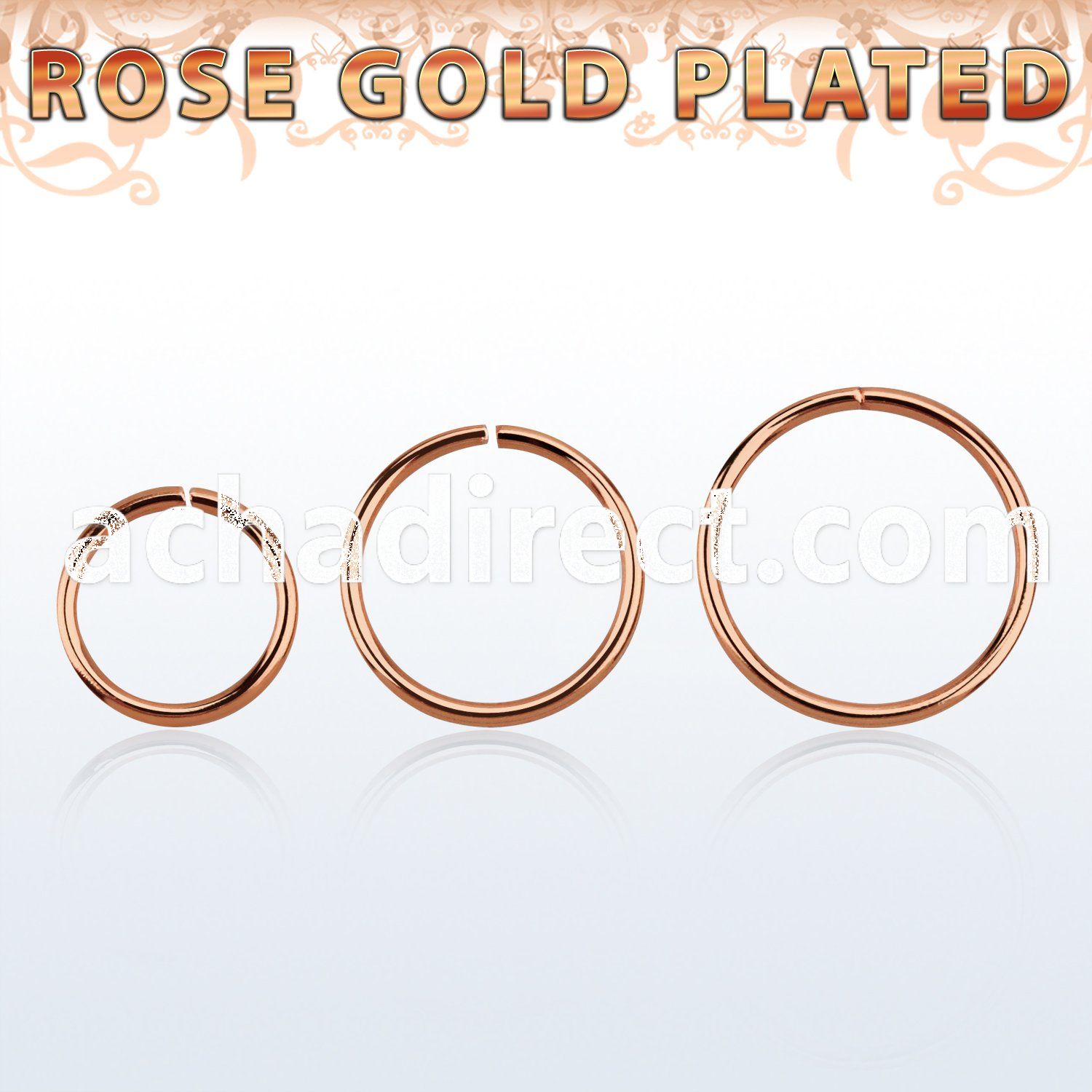 rssel22 rose gold plated 925 silver seamless ring, 22g (0.6mm)