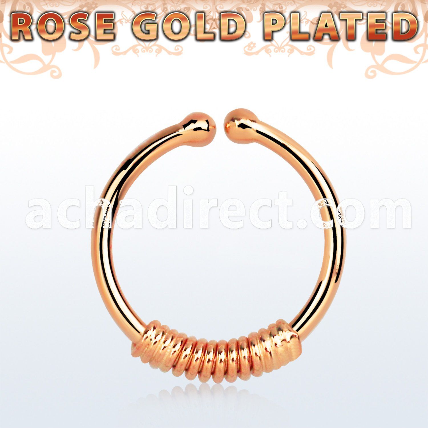 rssep12k rose gold plated silver fake septum ring w a wire