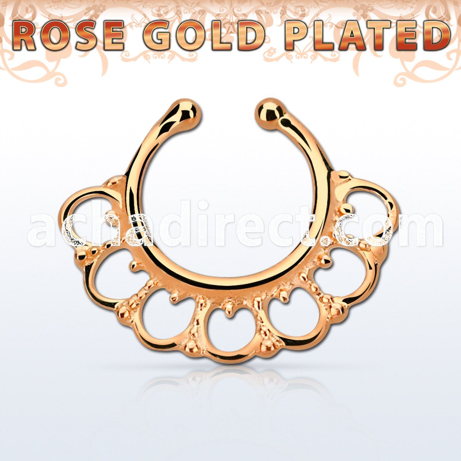 rssepd8 rose gold silver fake septum clicker in a wide indian 