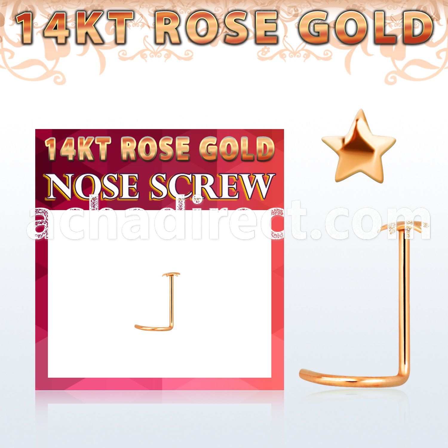 rsst 14kt rose gold nose screw w a 2.5mm gold star shaped top