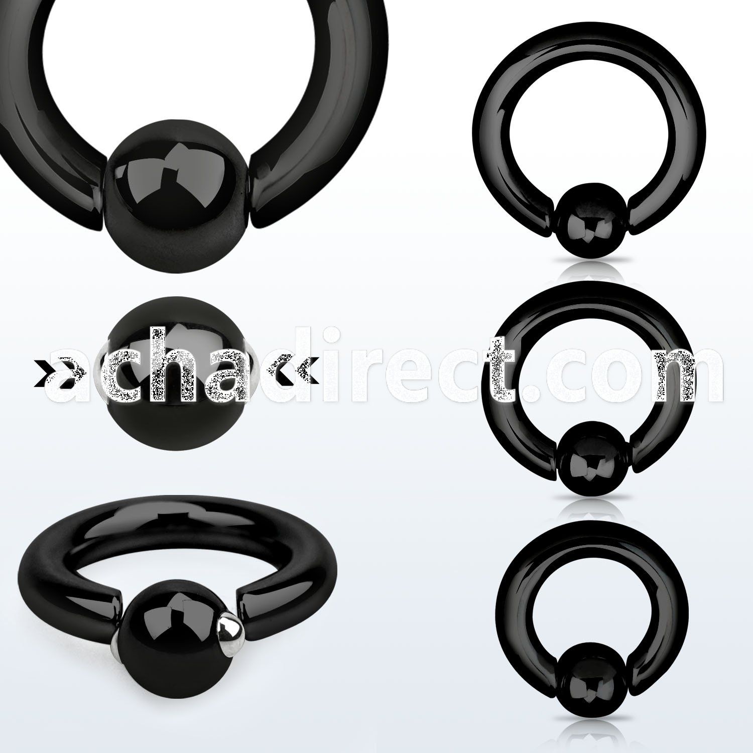 sbcrt6 black 316l steel spring ball closure ring 6g w 8mm ball