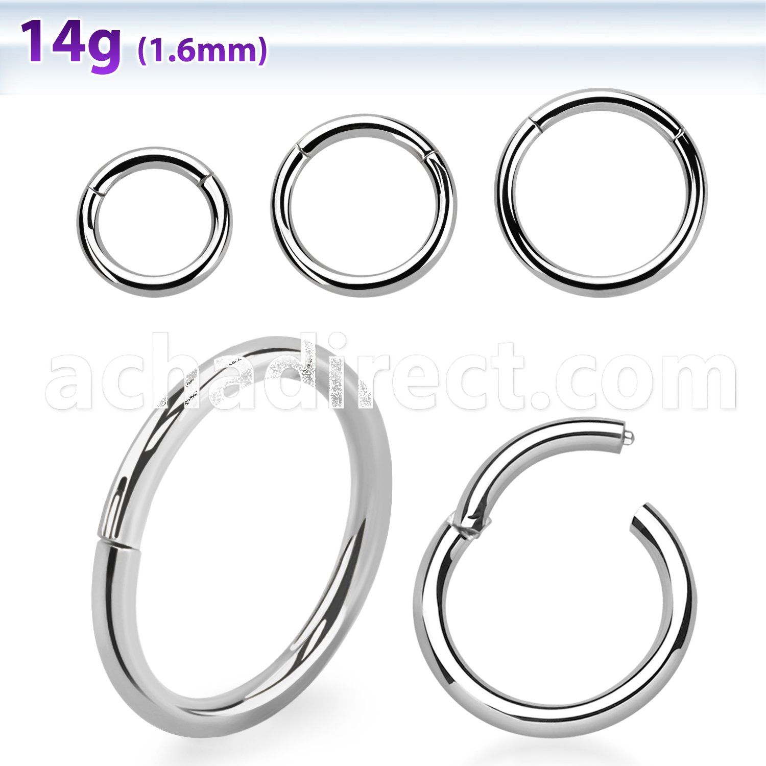 segh14 316l steel hinged segment ring 14g 1.6mm