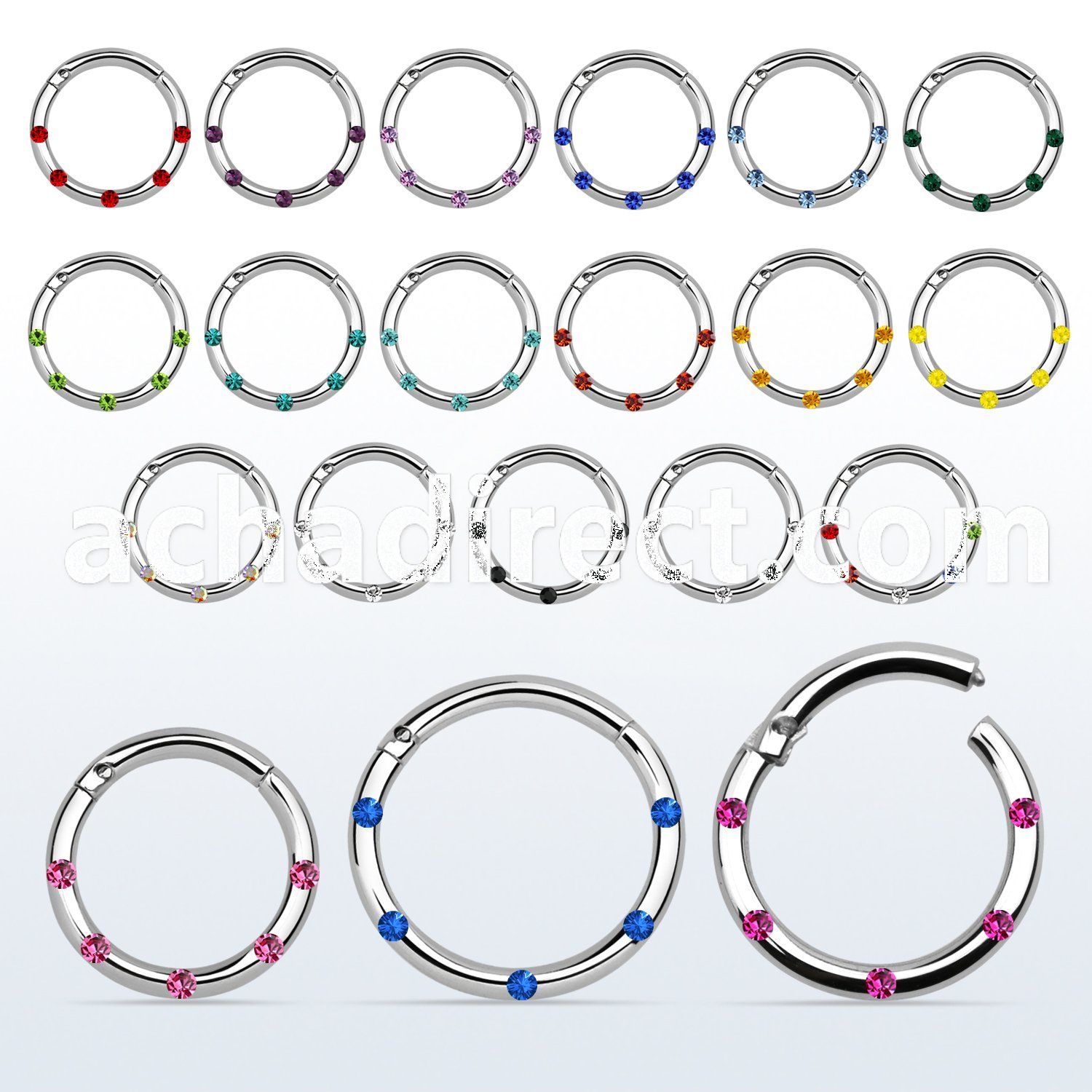 segh16j 316l steel hinged segment ring with crystals