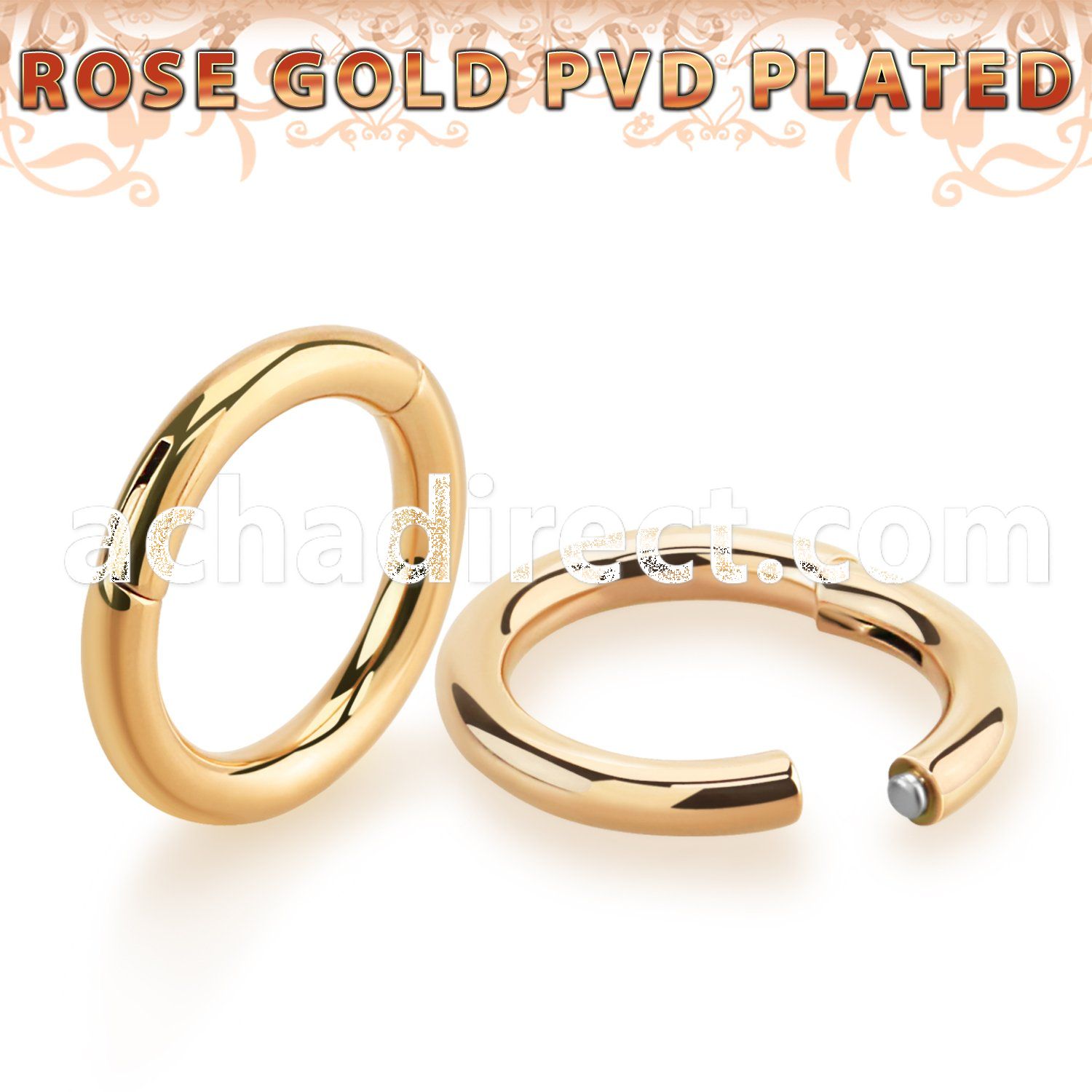 seghtt10 rose gold pvd plated 316l steel hinged segment ring