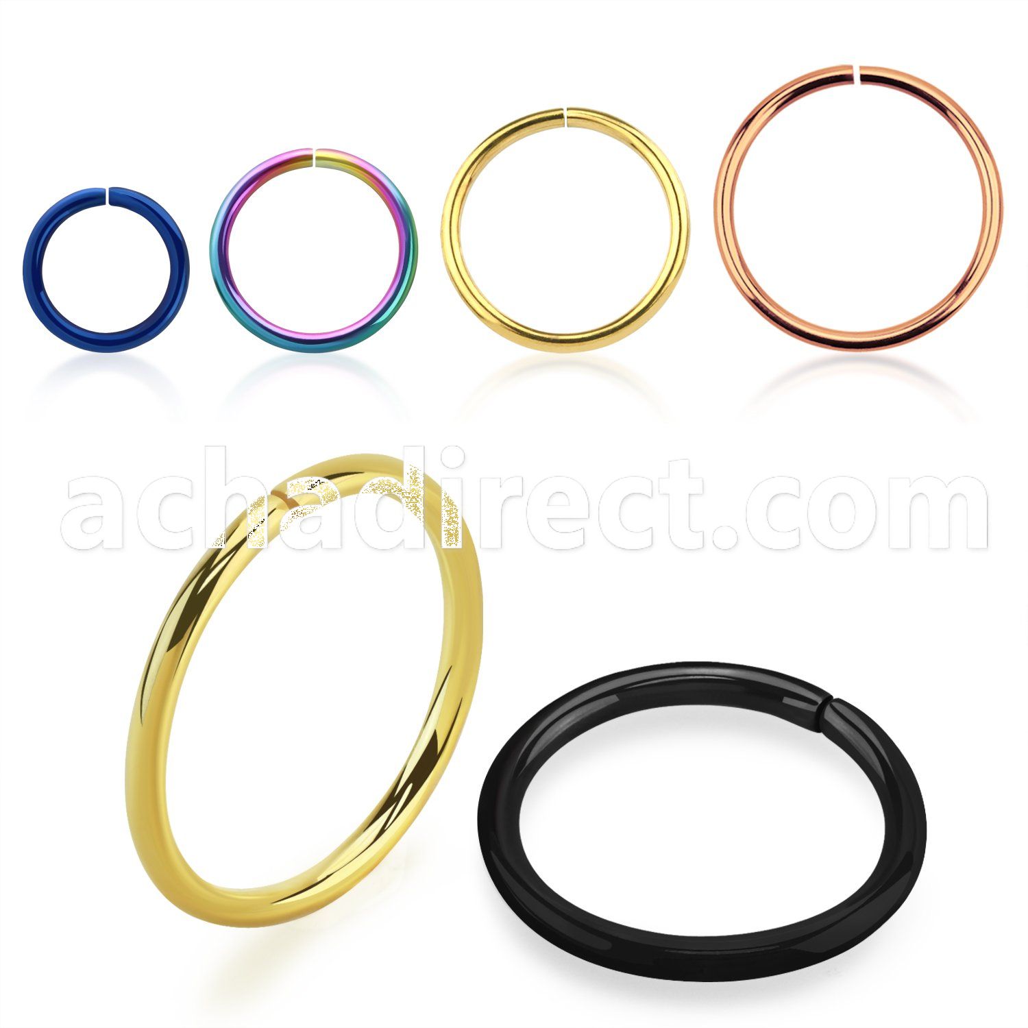 selt18 pvd plated 316l steel ring 18g 1mm diameter 6mm 10mm