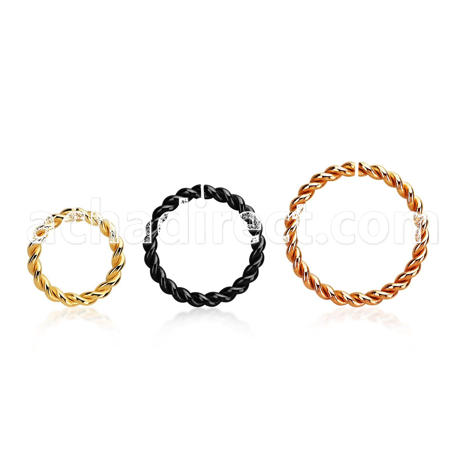 seltw16 pvd plated steel seamless ring,1.2mm w a twisted wire