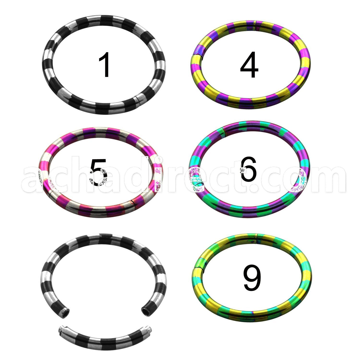 semt14 pvd 316l steel segment ring in two color zebra stripes