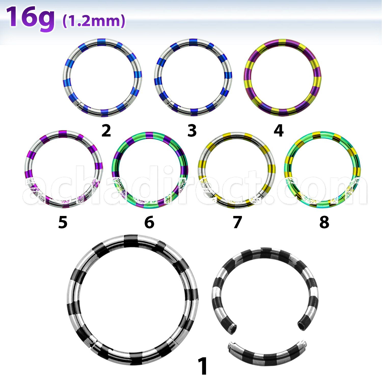 semt16 pvd 316l steel segment ring in zebra stripes 8 10mm