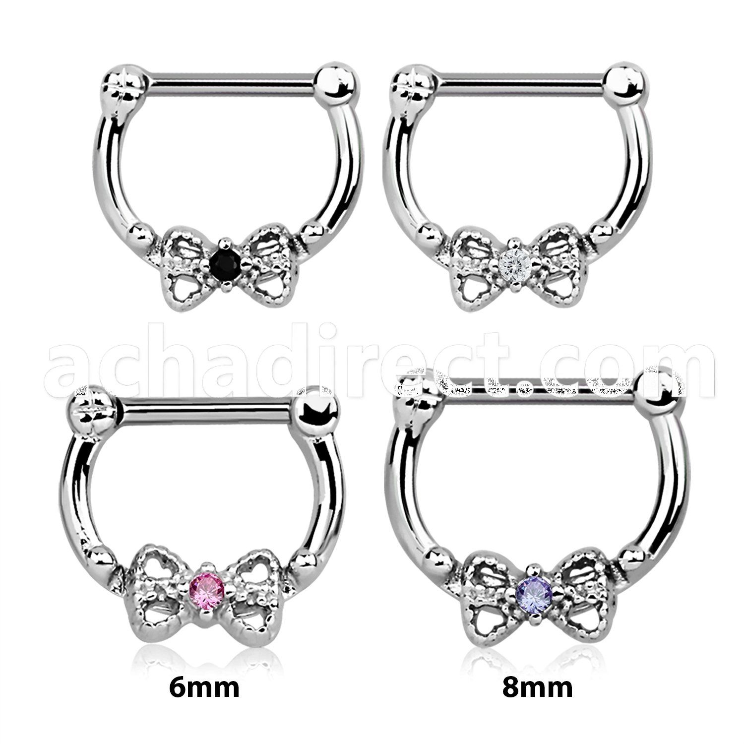 sepk16 high hanging septum clicker w bow cz stone in center