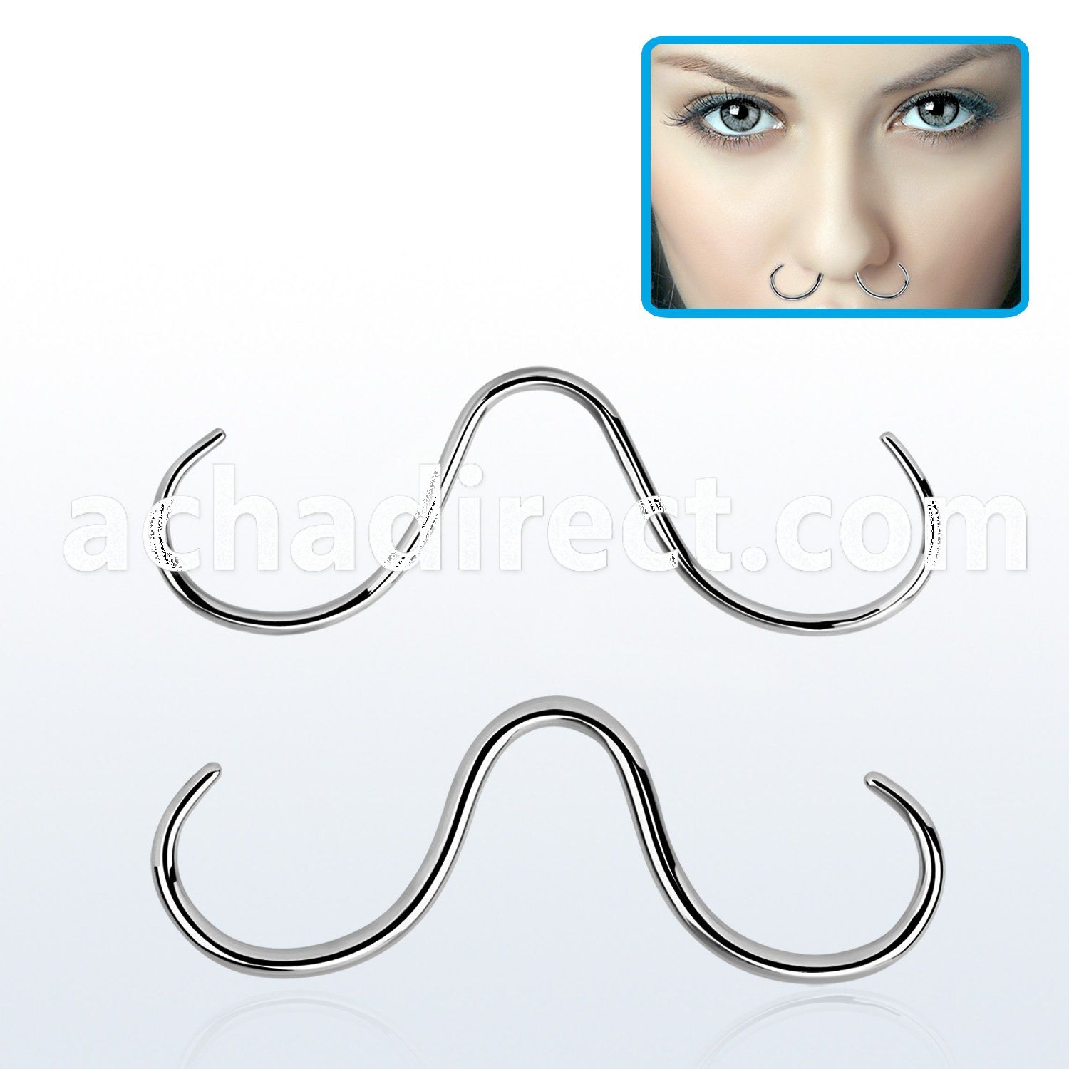 sepm surgical steel septum retainer in mustache shape