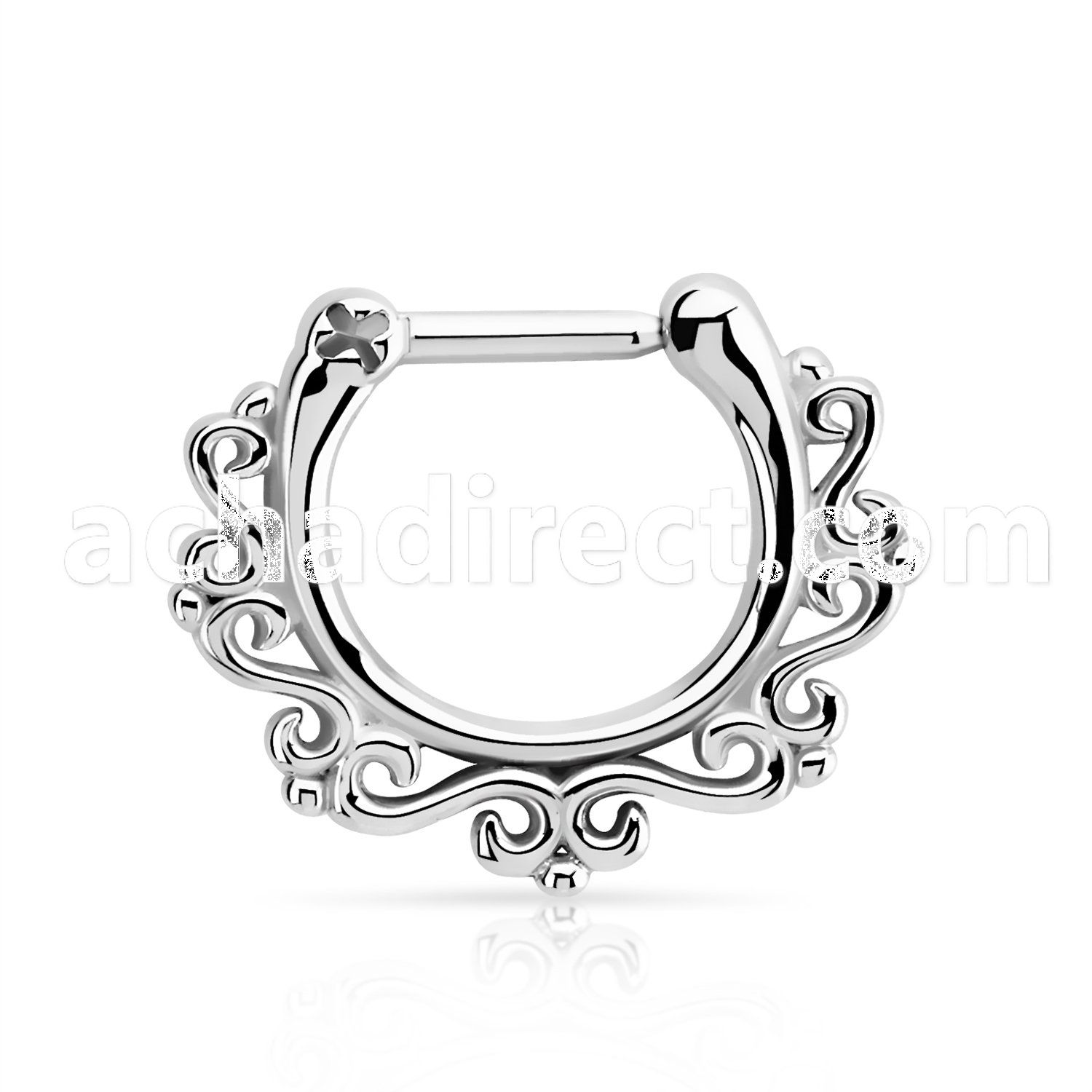 seps16 high polished 316l steel septum clicker w indian design