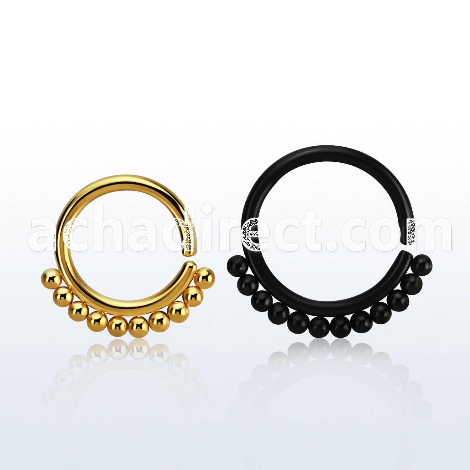 septll annealed gold  black pvd plated 316l steel septum ring 