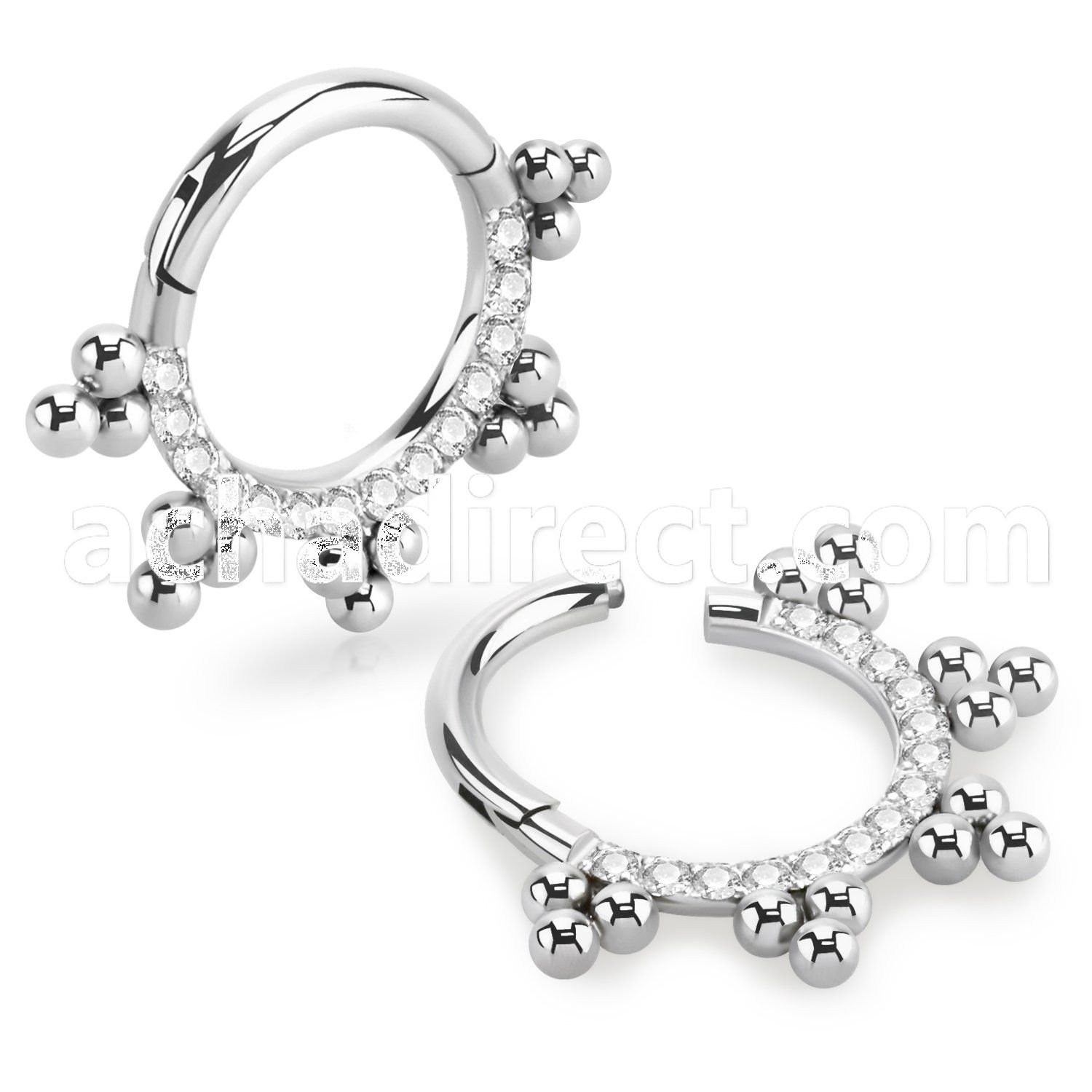 sgsh17 316l steel hinged segment ring bohemian cz stones