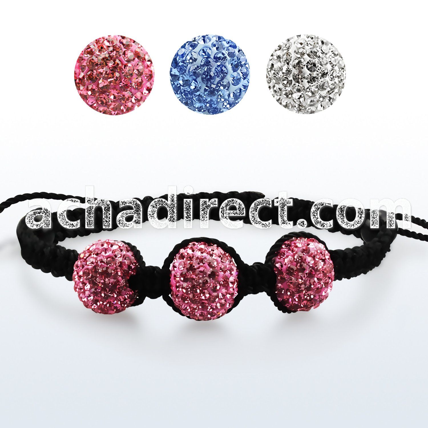 shm1 shamballa bracelet w leather rope multicrystal balls